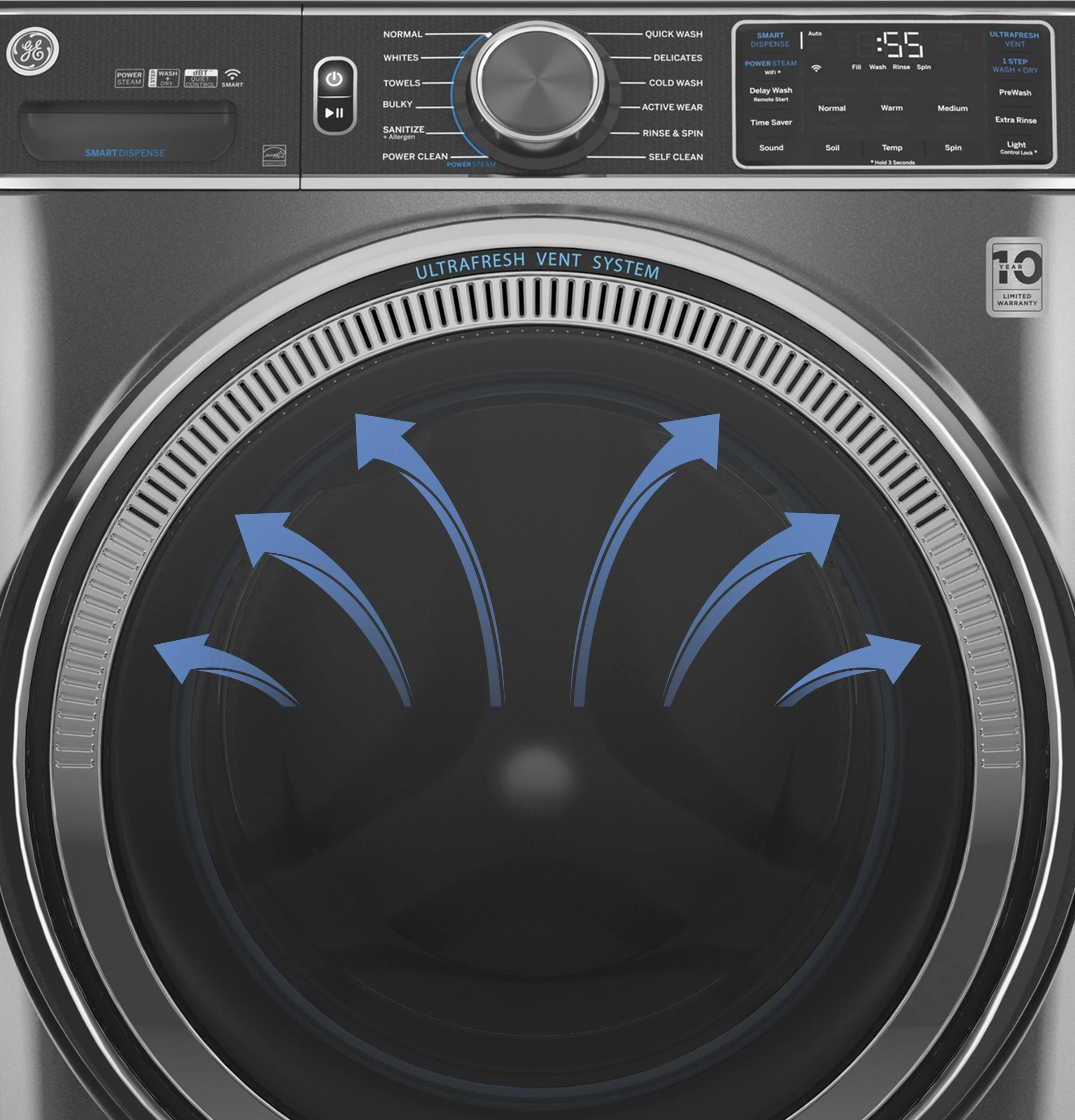 GE® ENERGY STAR® 7.8 cu. ft. Capacity Smart Front Load Gas Dryer with Steam and Sanitize Cycle - Image 31