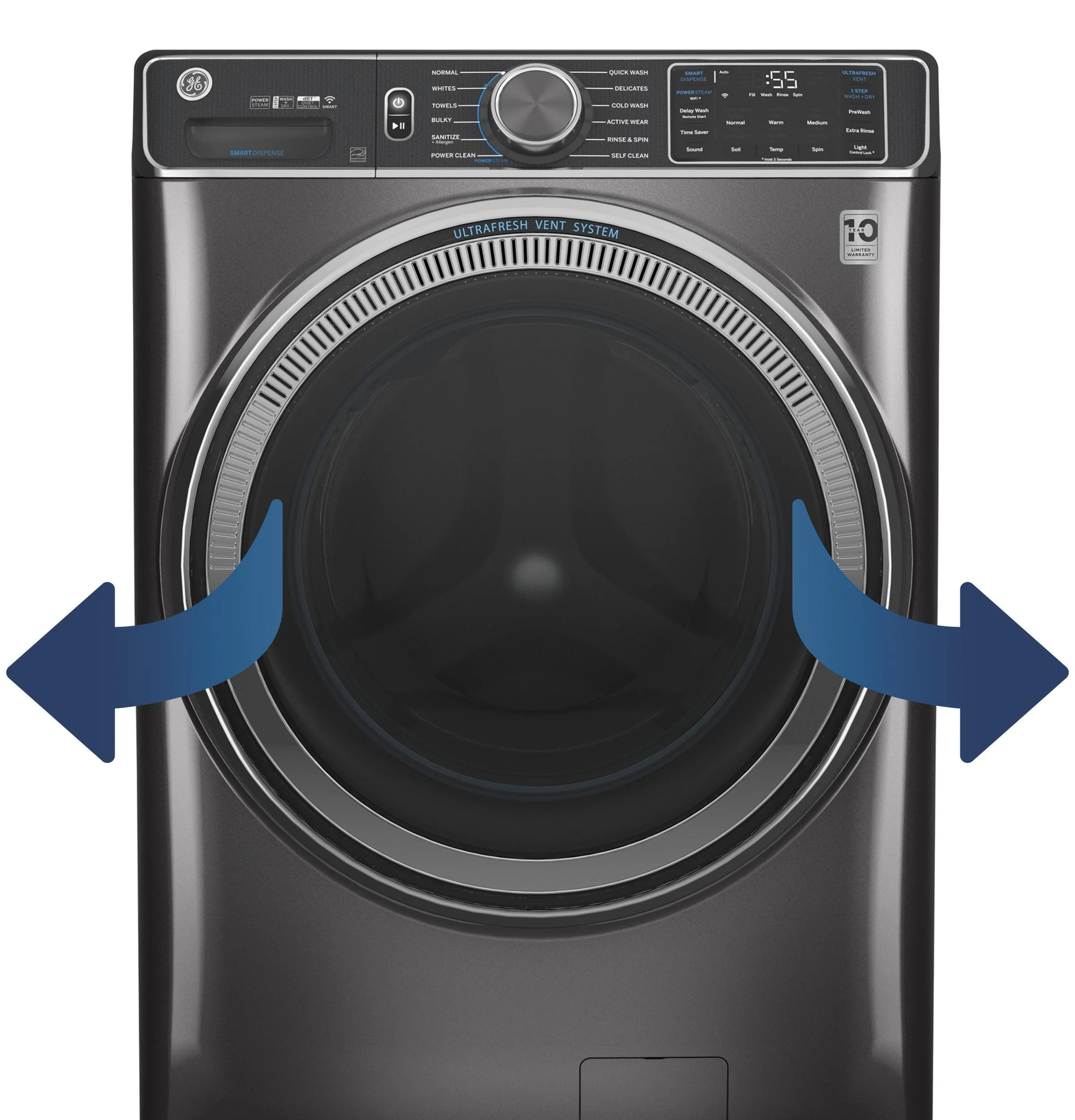 GE® ENERGY STAR® 5.0 cu. ft. Capacity Smart Front Load Steam Washer with SmartDispense™ UltraFresh Vent System with OdorBlock™ and Sanitize   Allergen - Image 25