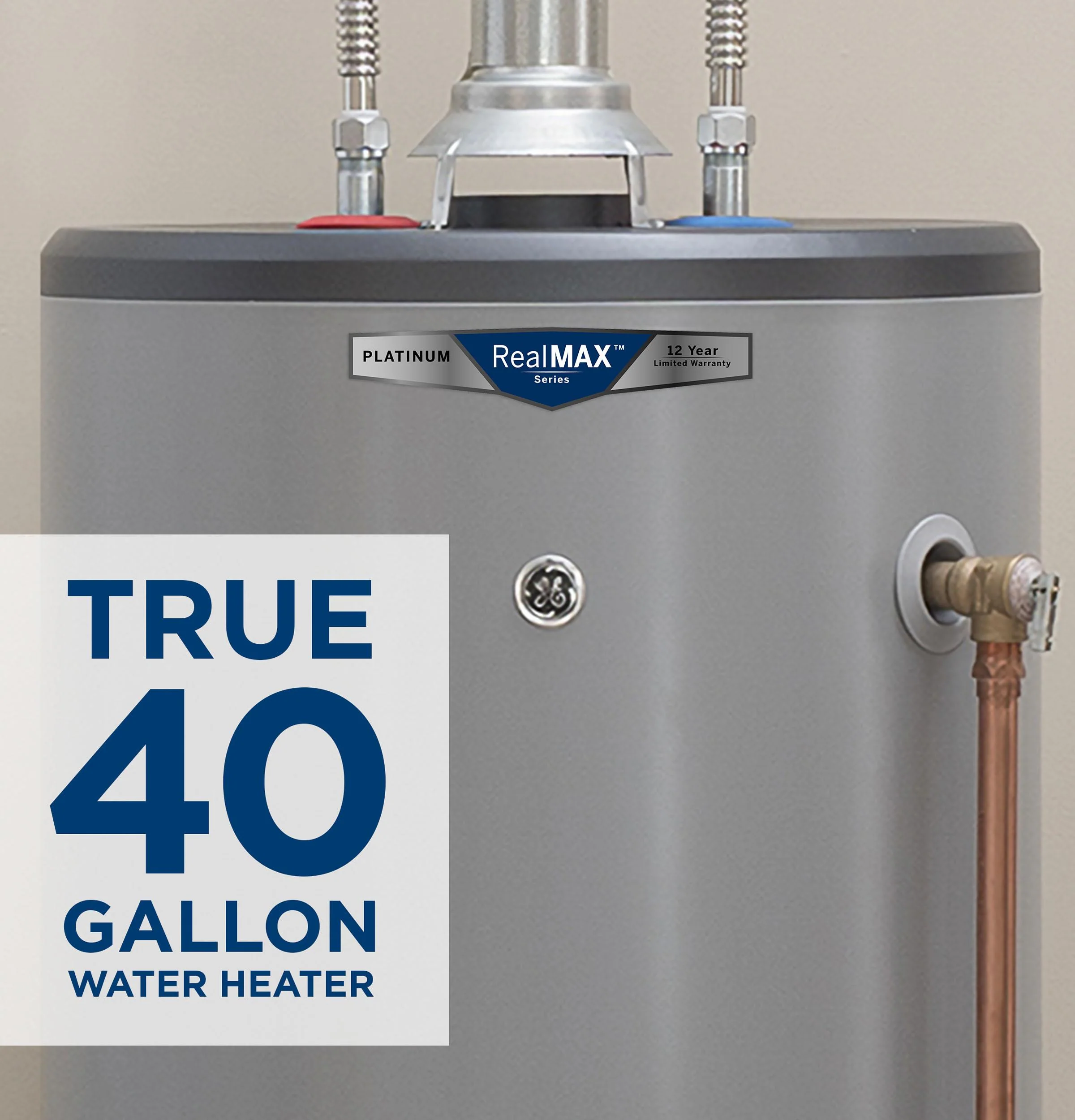 GG40S12BXR GE RealMAX Platinum 40-Gallon Short Natural Gas Atmospheric Water Heater - Image 7