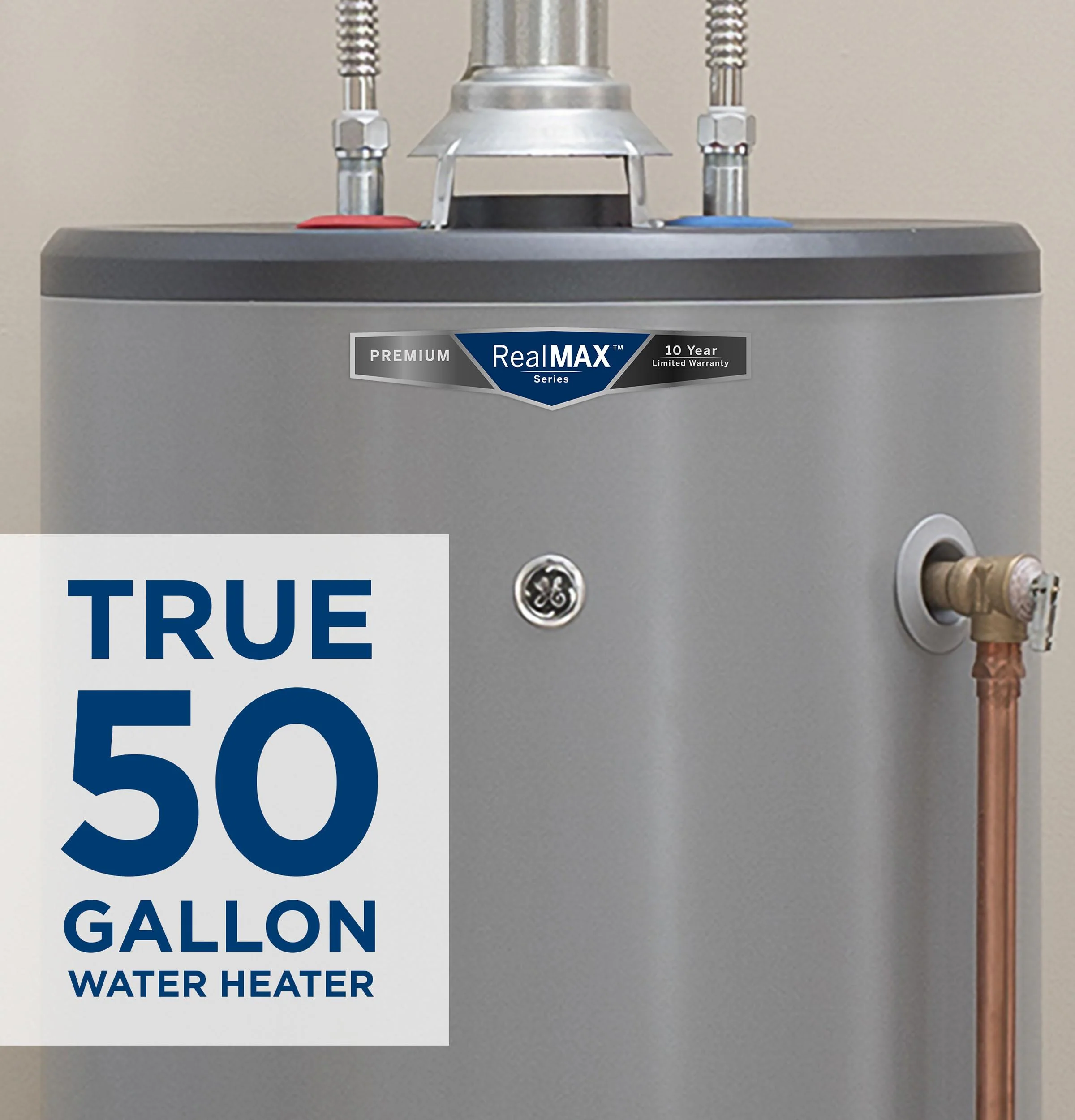 GG50T10BXR GE RealMAX Premium 50-Gallon Tall Natural Gas Atmospheric Water Heater - Image 9