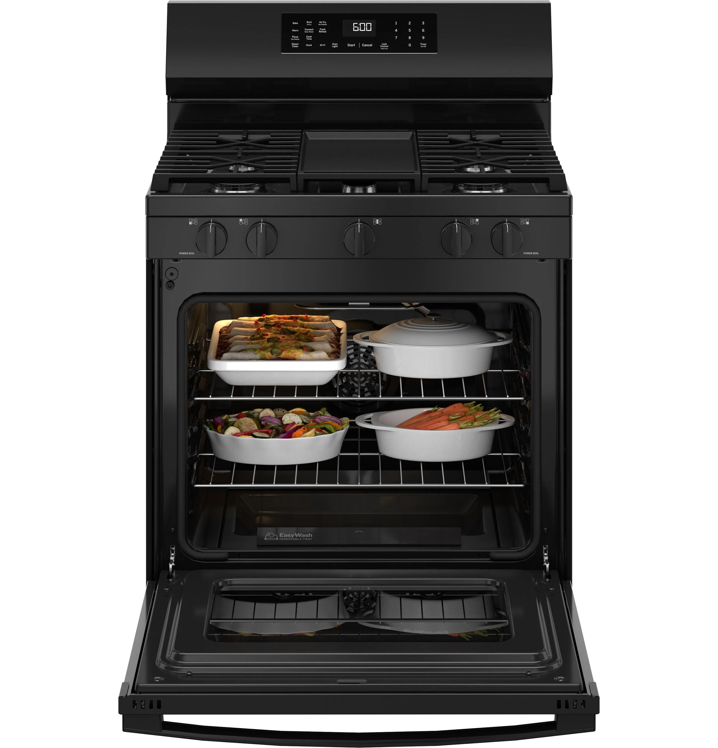 GGF600AVBB GE® 30" Free-Standing Gas Convection Range with No Preheat Air Fry and EasyWash™ Oven Tray - Image 4