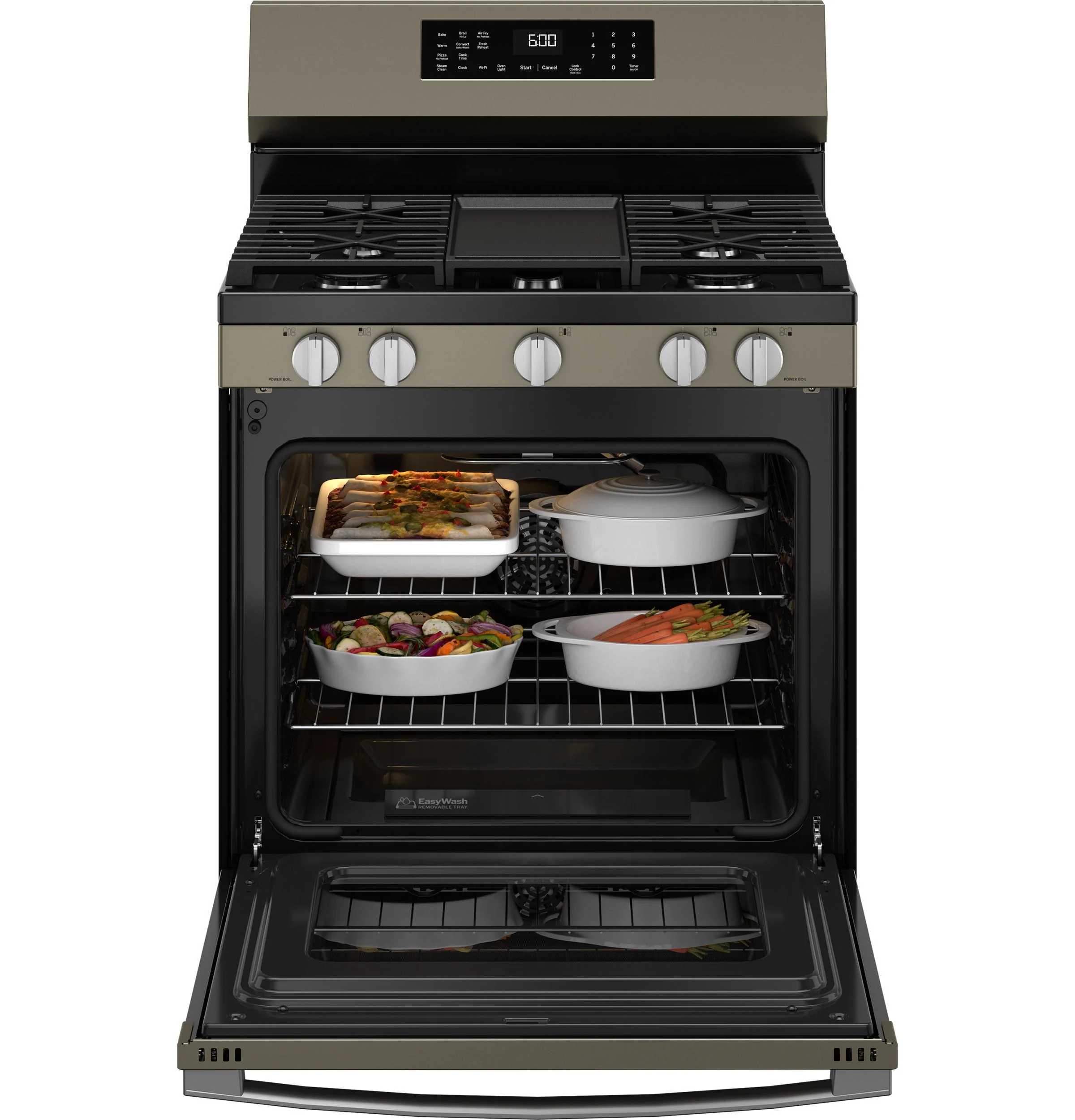 GGF600AVES GE® 30" Free-Standing Gas Convection Range with No Preheat Air Fry and EasyWash™ Oven Tray - Image 4