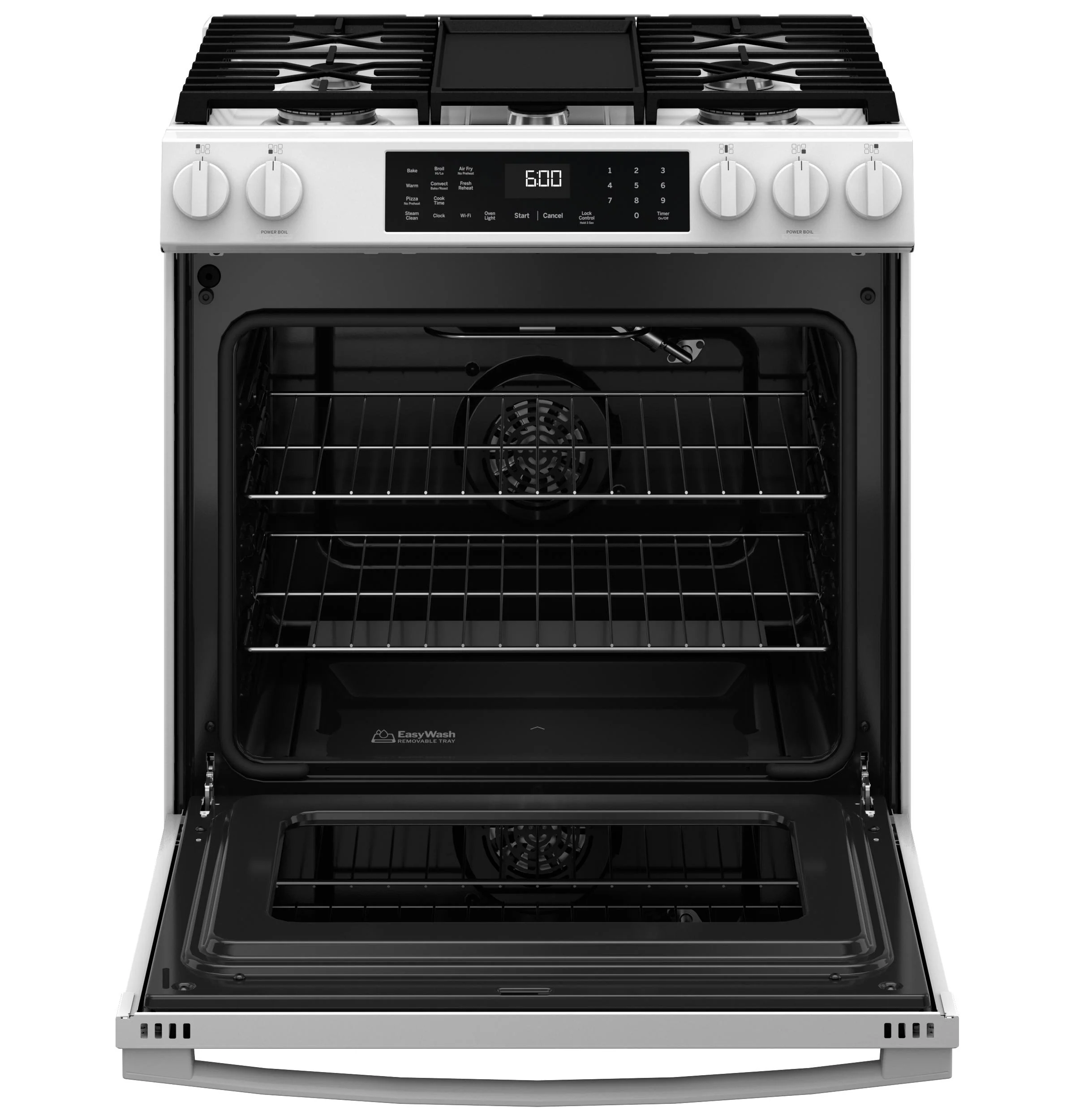 GGS600AVWW GE® 30" Slide-In Front-Control Convection Gas Range with No Preheat Air Fry and EasyWash™ Oven Tray - Image 3
