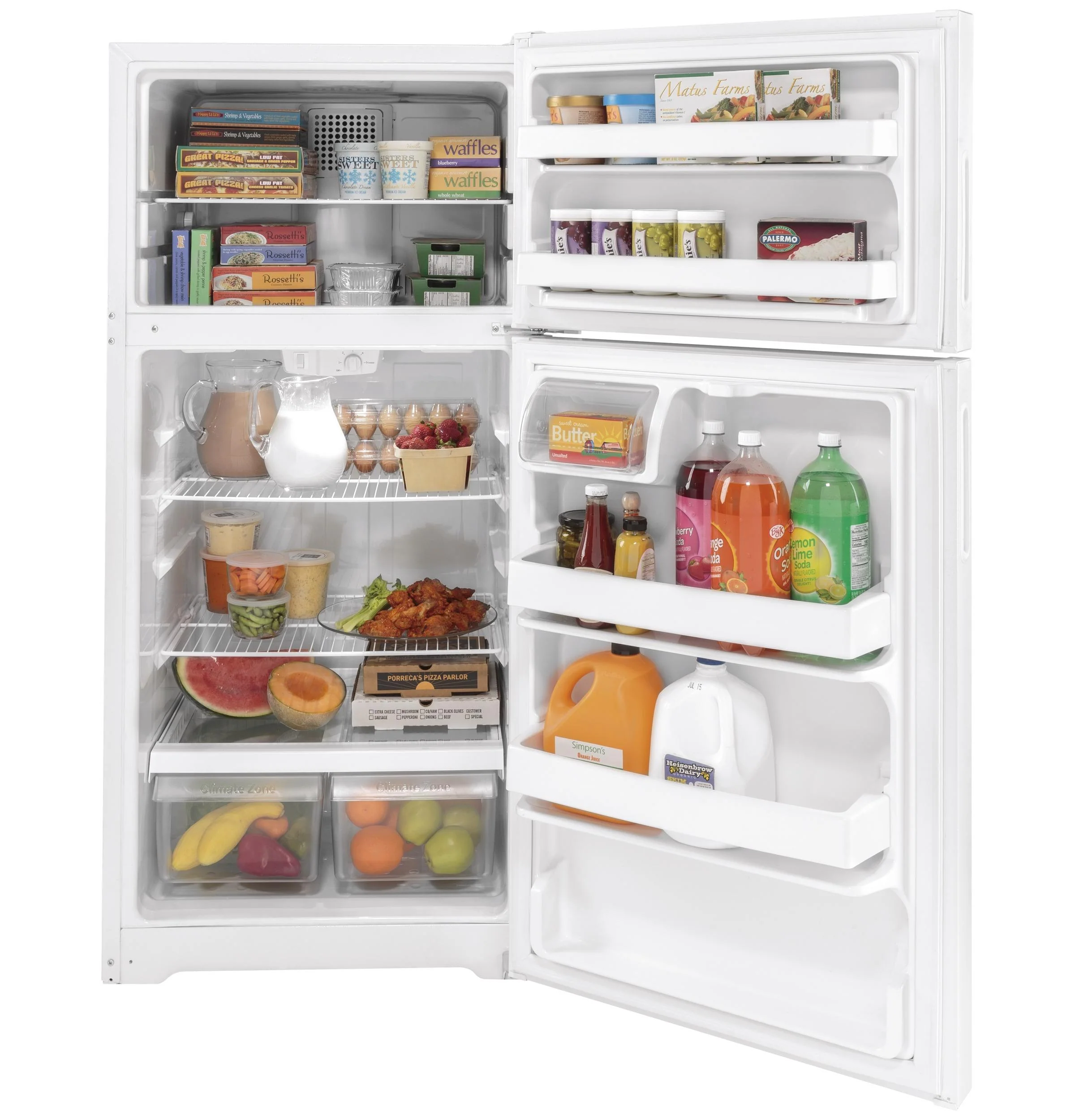 GPE17CTNRWW GE® ENERGY STAR® 16.6 Cu. Ft. Recessed Handle Top-Freezer Refrigerator - Image 2