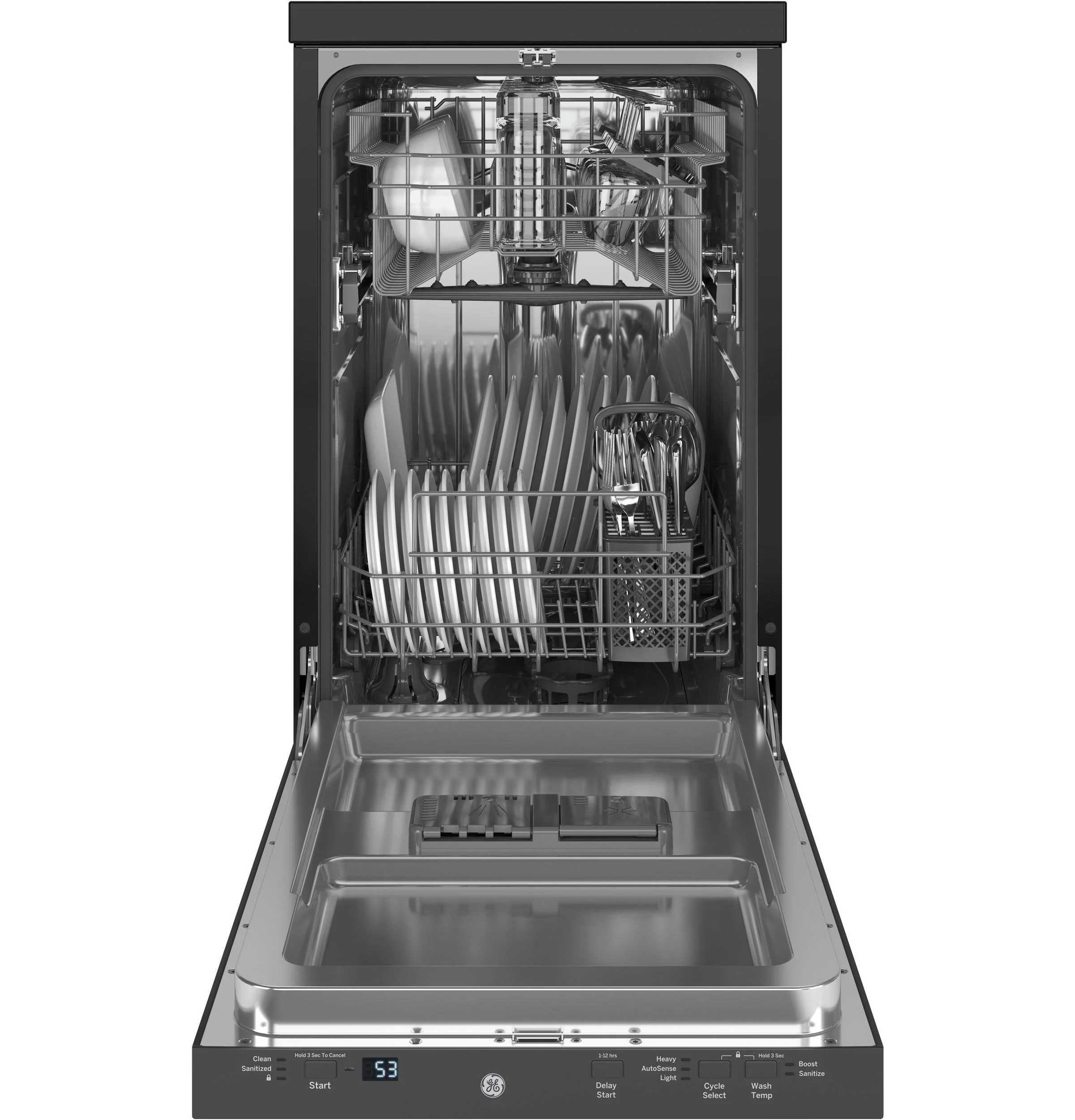 GPT145SSLSS GE® ENERGY STAR® 18" Stainless Steel Interior Portable Dishwasher with Sanitize Cycle - Image 2