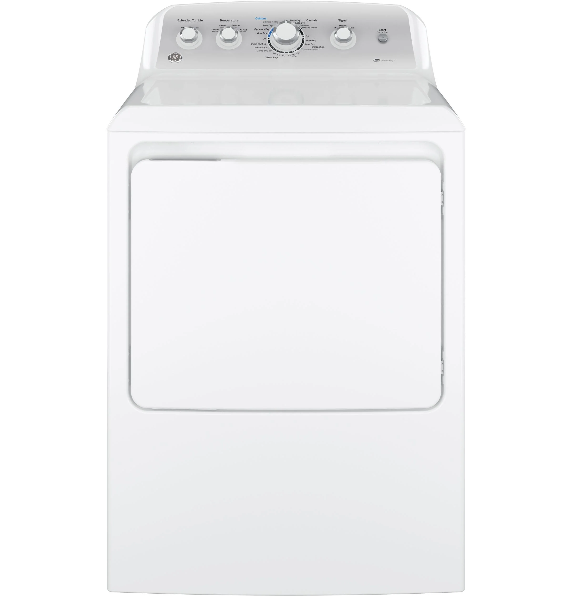GTD45EASJWS GE® 7.2 cu. ft. Capacity aluminized alloy drum Electric Dryer with Sensor Dry
