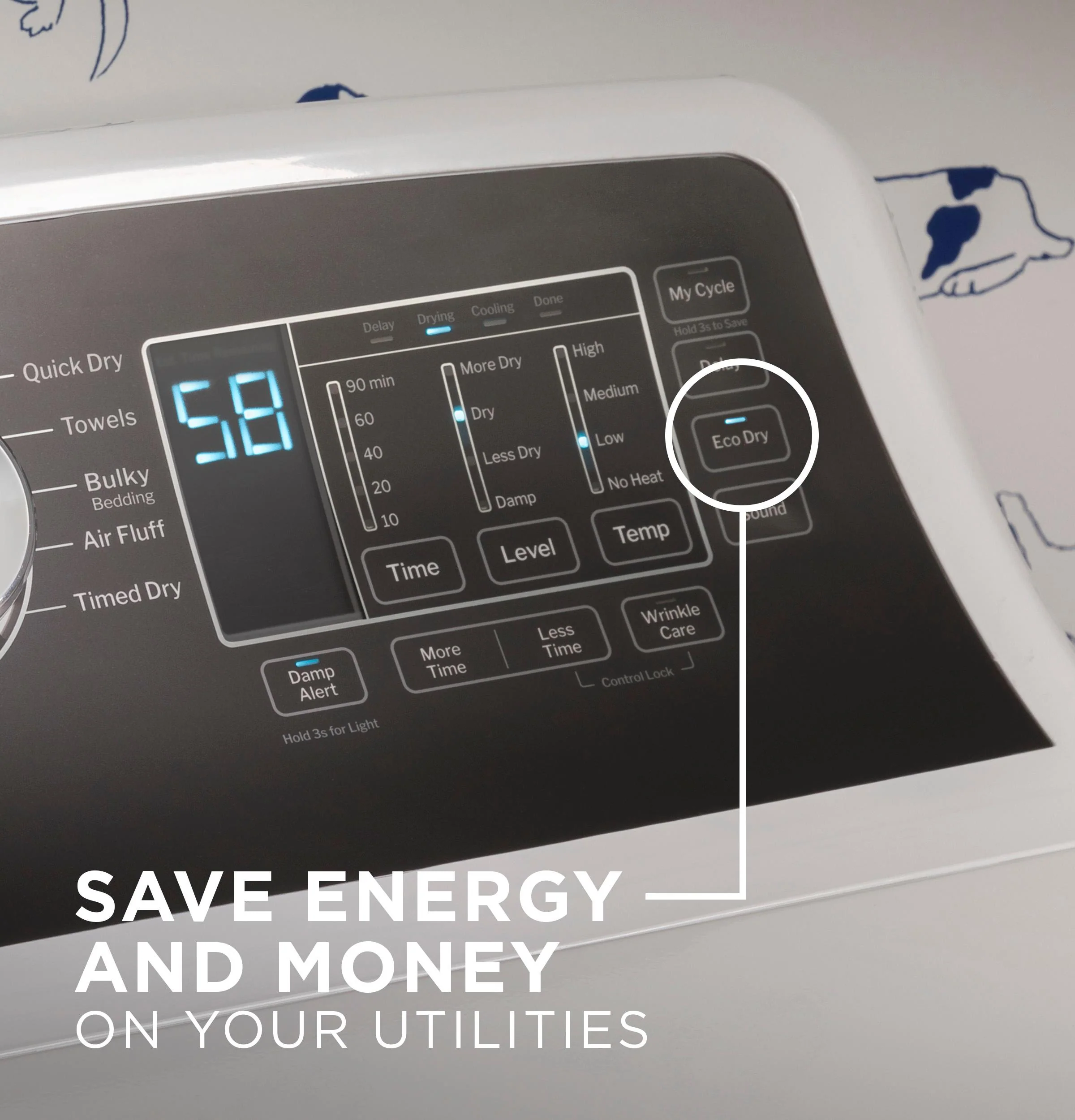GTD58EBPVDG GE® 7.4 cu. ft. Capacity Electric Dryer with Up To 120 ft. Venting and Sensor Dry - Image 12