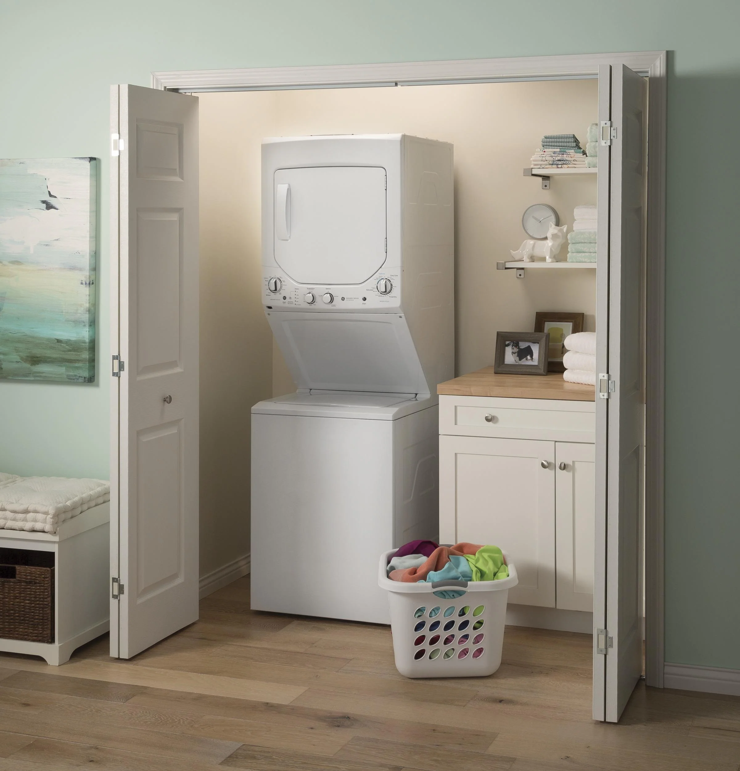 GUD24ESSMWW GE Unitized Spacemaker® 2.3 cu. ft. Capacity Washer with Stainless Steel Basket and 4.4 cu. ft. Capacity Electric Dryer - Image 14