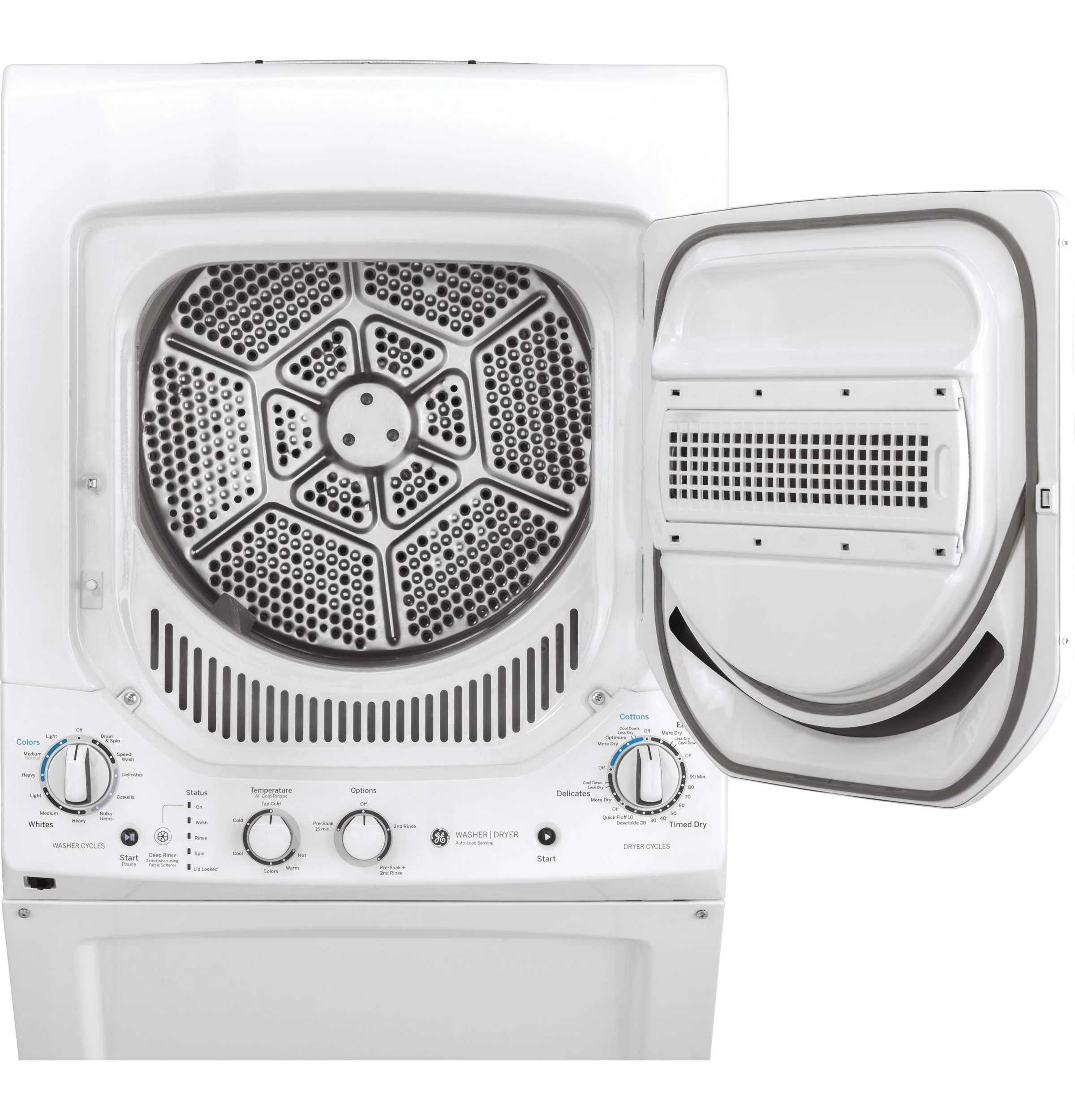 GUD24GSSMWW GE Unitized Spacemaker® 2.3 cu. ft. Capacity Washer with Stainless Steel Basket and 4.4 cu. ft. Capacity Gas Dryer - Image 4