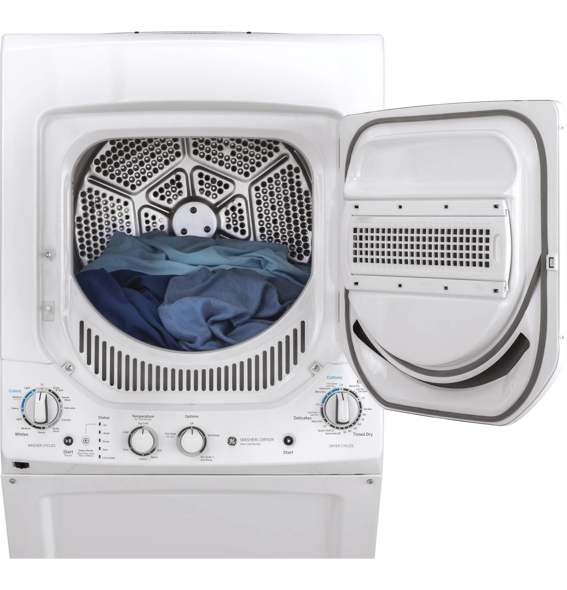 GUD24GSSMWW GE Unitized Spacemaker® 2.3 cu. ft. Capacity Washer with Stainless Steel Basket and 4.4 cu. ft. Capacity Gas Dryer - Image 5