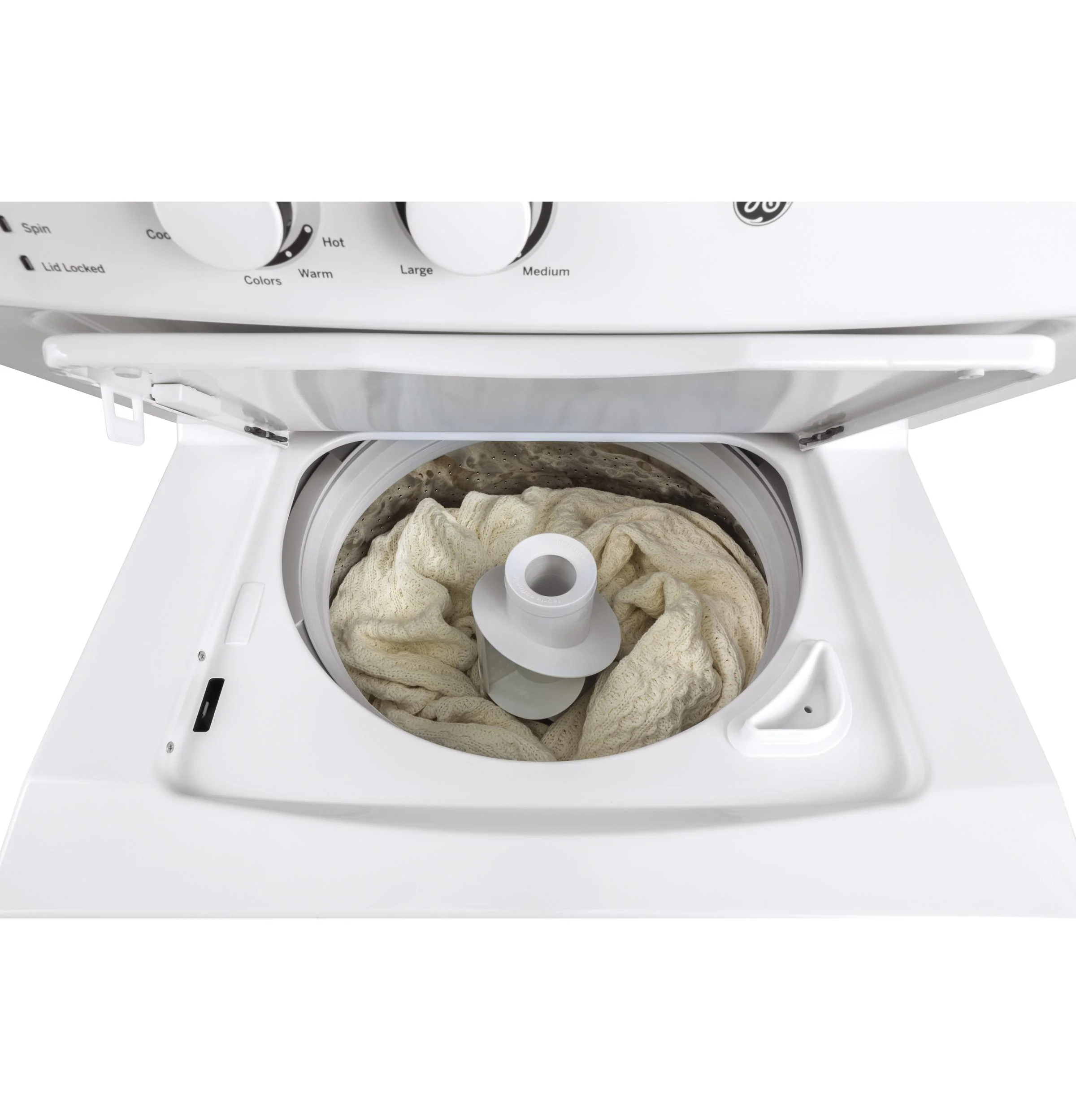 GUD27ESSMWW GE Unitized Spacemaker® 3.8 cu. ft. Capacity Washer with Stainless Steel Basket and 5.9 cu. ft. Capacity Electric Dryer - Image 3