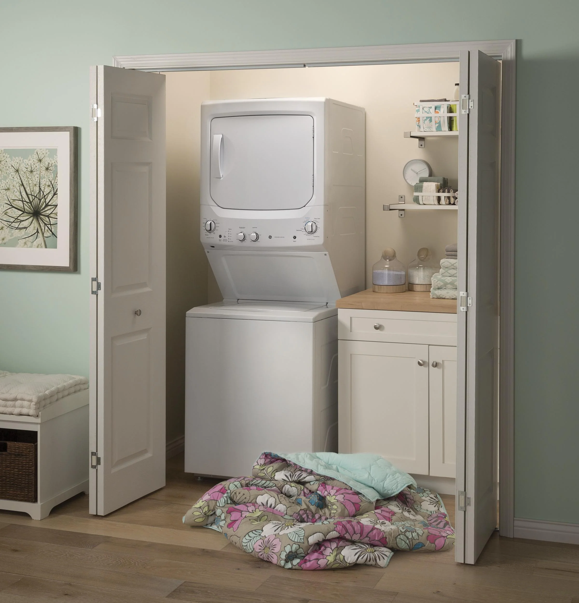 GUD27GSSMWW GE Unitized Spacemaker® 3.8 cu. ft. Capacity Washer with Stainless Steel Basket and 5.9 cu. ft. Capacity Gas Dryer - Image 13