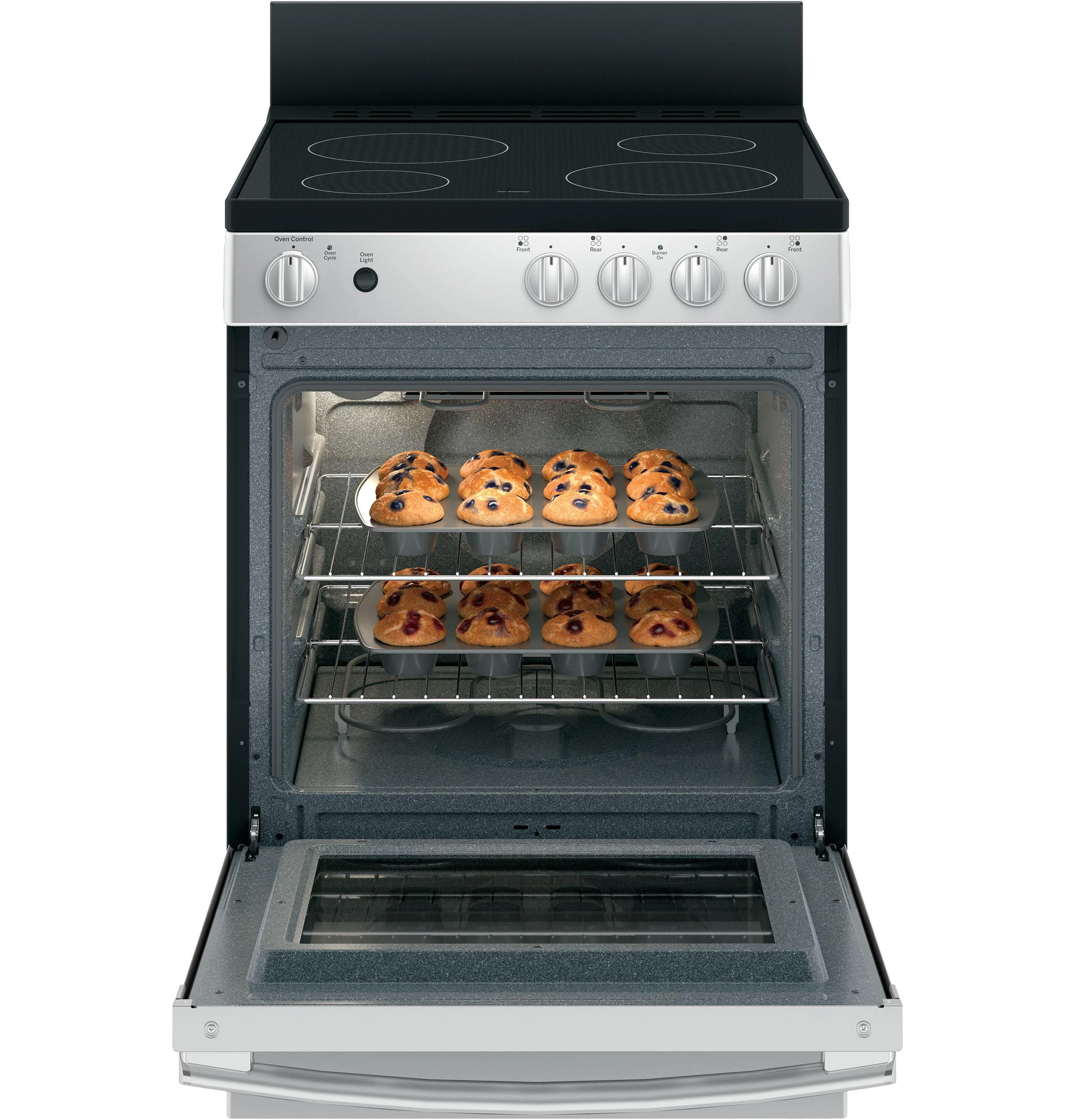 JAS640RMSS GE® ENERGY STAR® 24" Free-Standing/Slide-in Front Control Range with Steam Clean and Large Window - Image 5