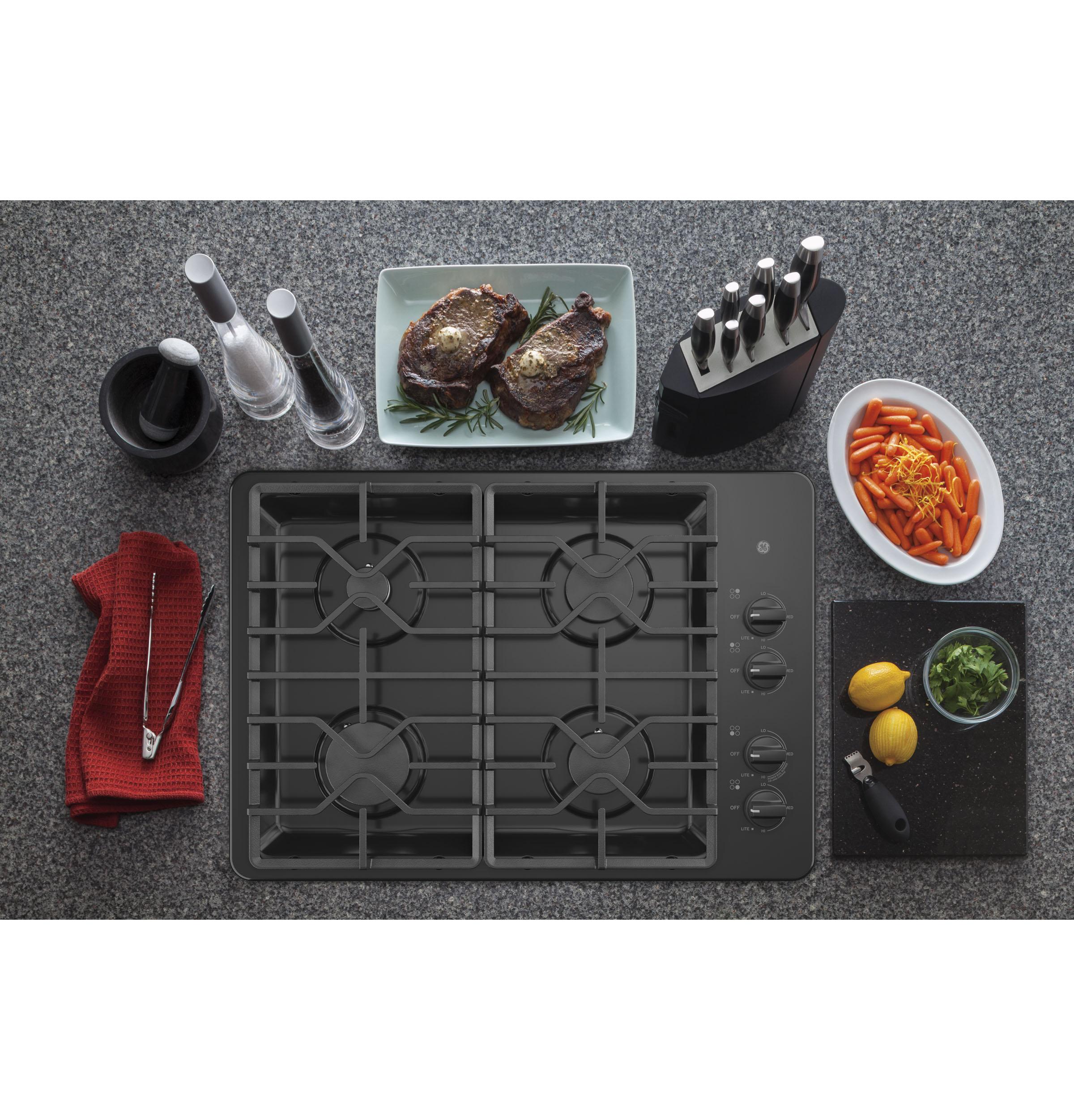 JGP3030DLBB GE® 30" Built-In Gas Cooktop with Dishwasher-Safe Grates - Image 2
