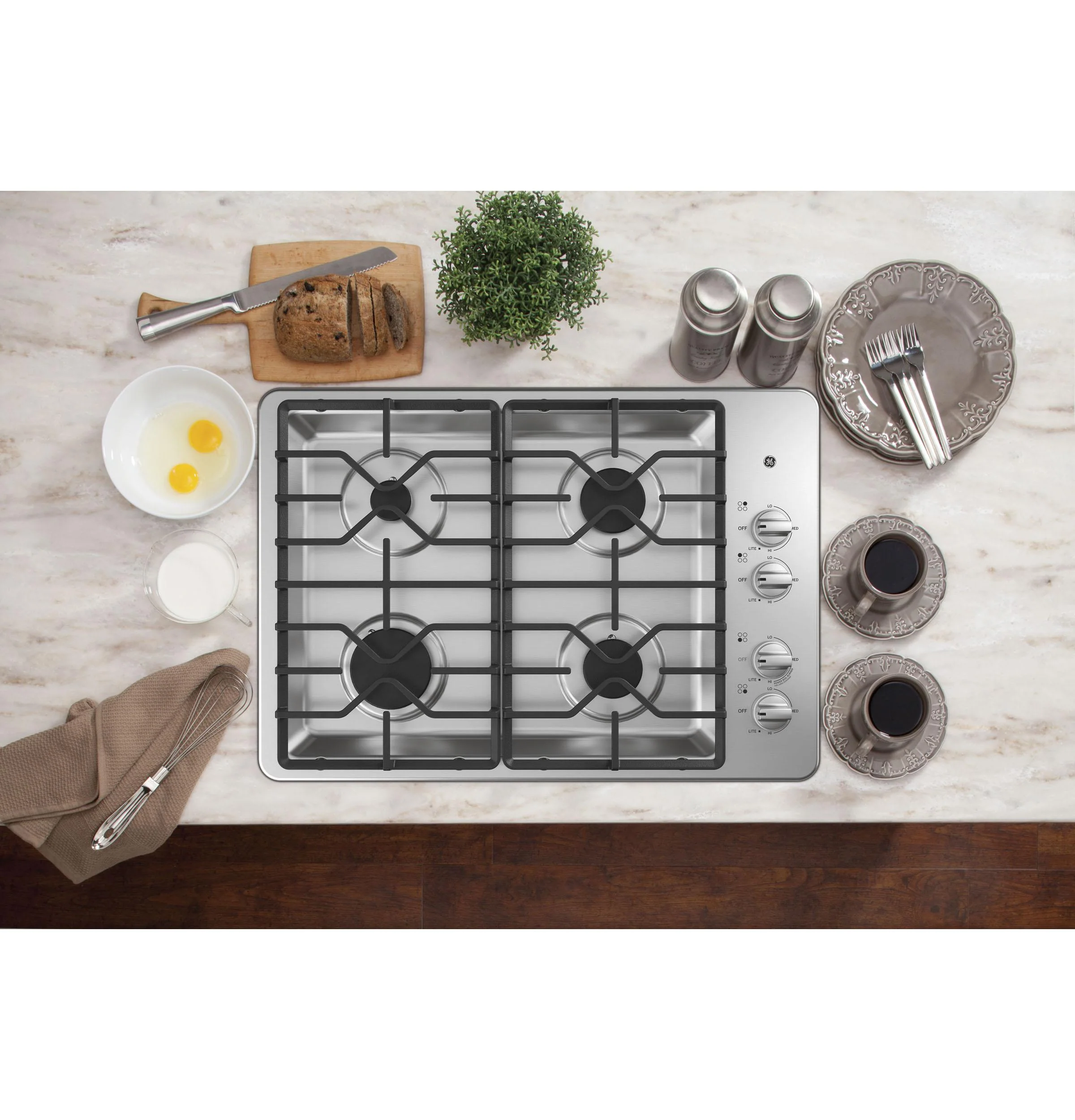 JGP3030SLSS GE® 30" Built-In Gas Cooktop with Dishwasher-Safe Grates - Image 2