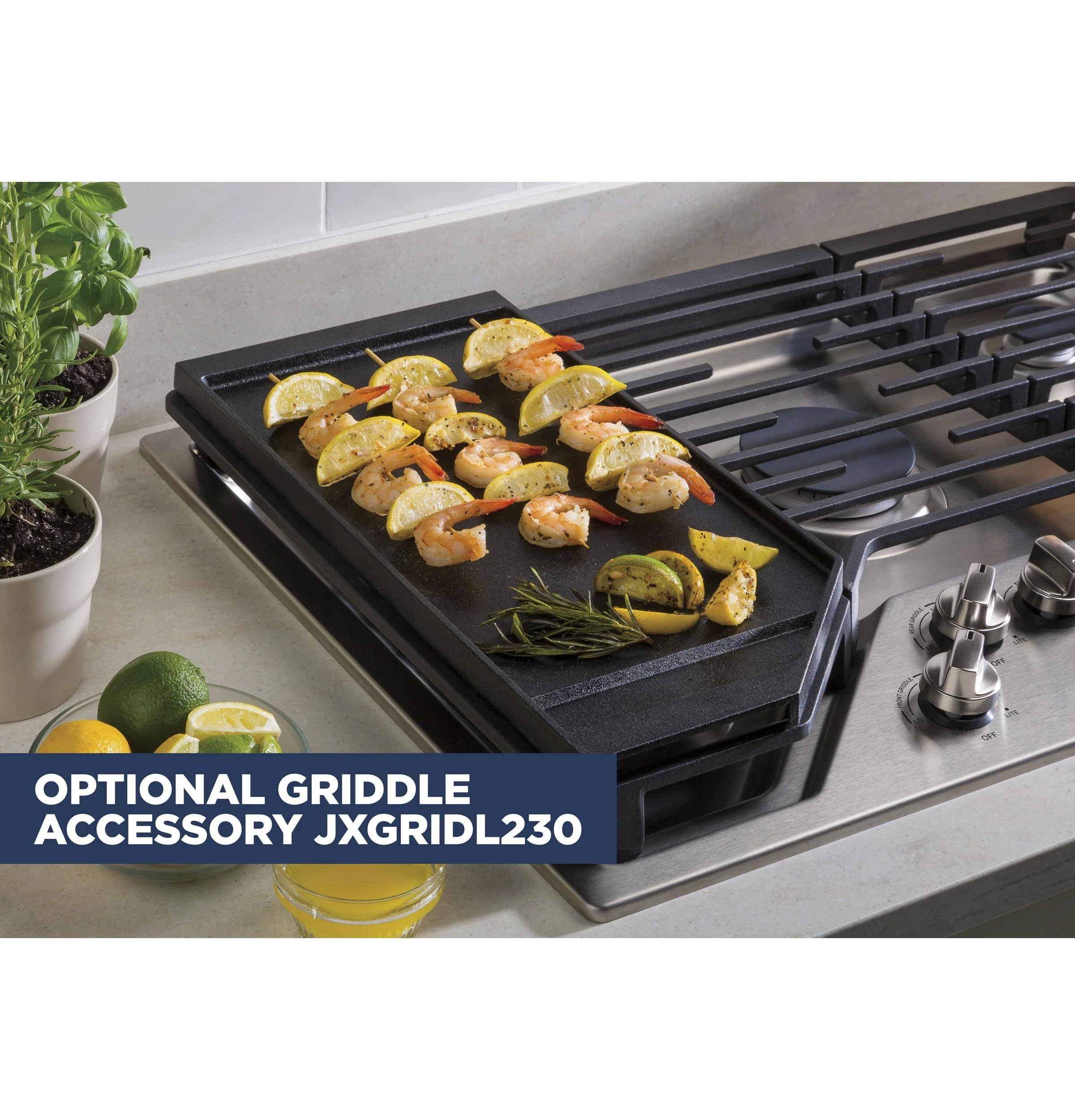 JGP5030SLSS GE® 30" Built-In Gas Cooktop with 5 Burners and Dishwasher Safe Grates - Image 4