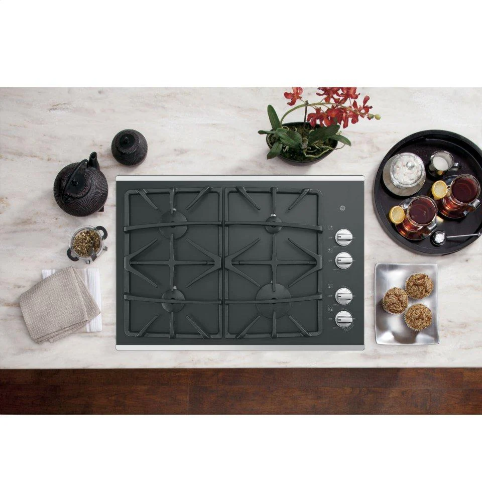 GE® 30" Built-In Gas on Glass Cooktop with Dishwasher Safe Grates - Image 2