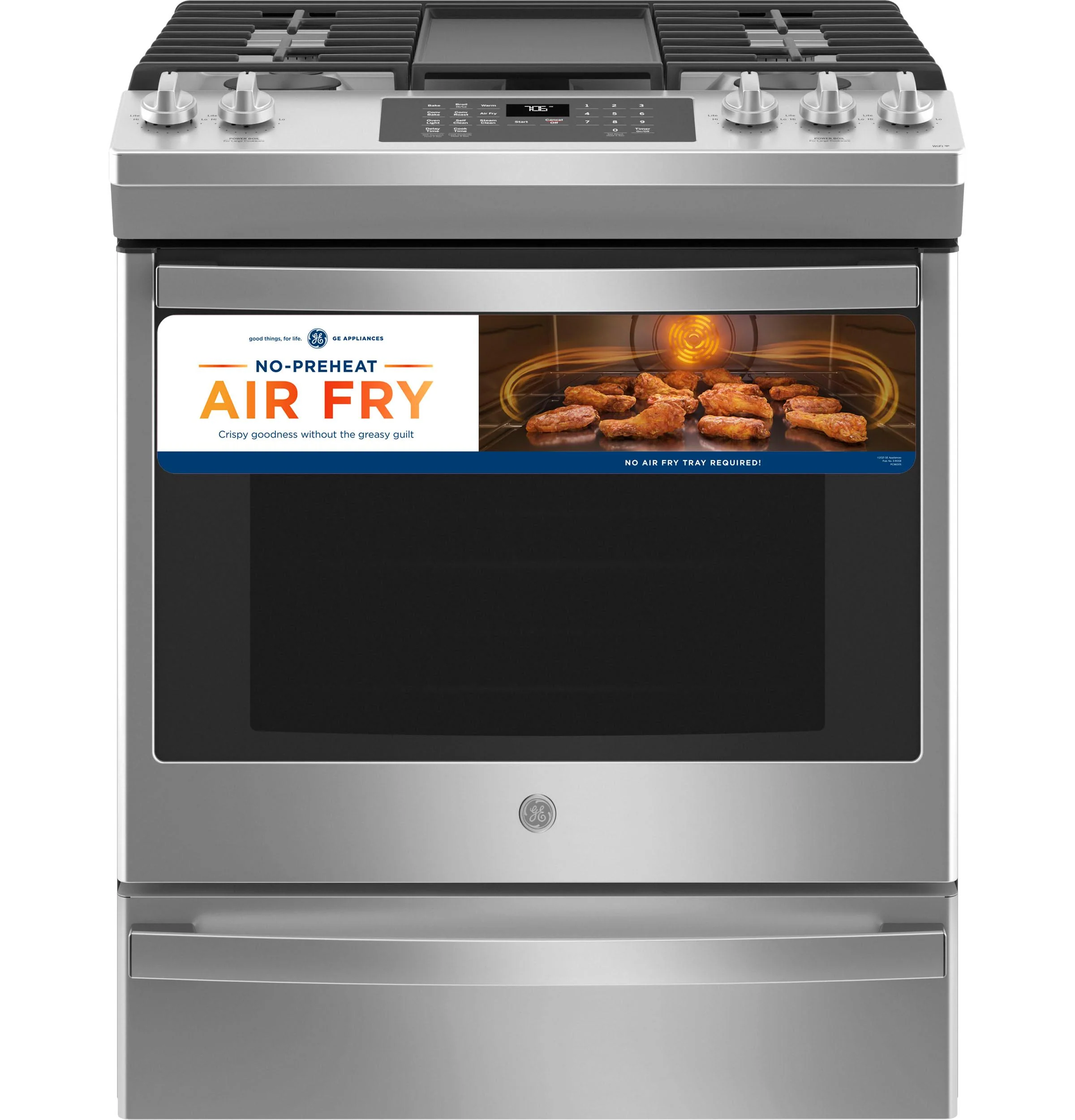 JGS760SPSS GE® 30" Slide-In Front-Control Convection Gas Range with No Preheat Air Fry - Image 21