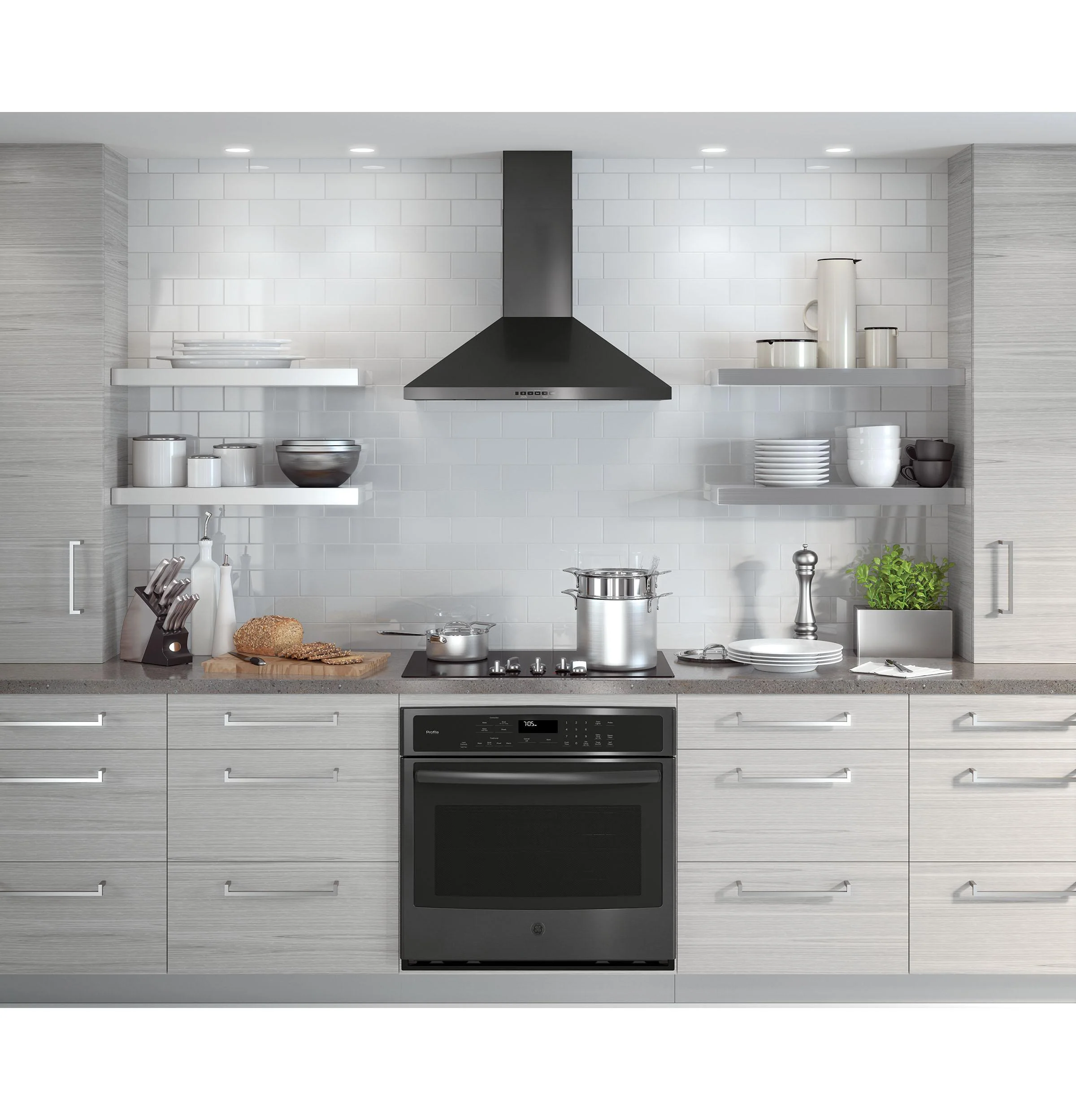 JVW5301BJTS GE® 30" Wall-Mount Pyramid Chimney Hood - Image 3