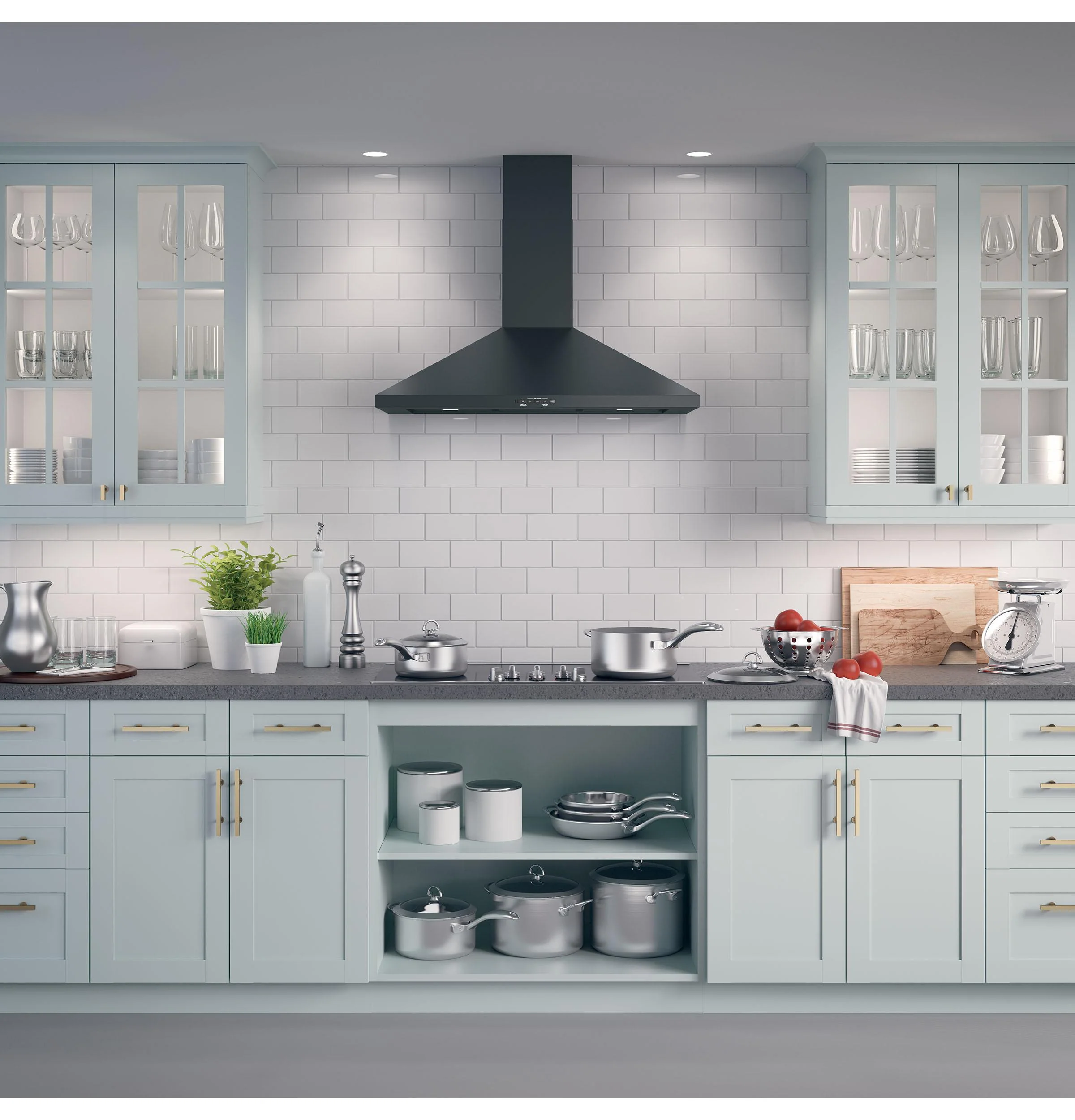 JVW5361FJDS GE® 36" Wall-Mount Pyramid Chimney Hood - Image 3