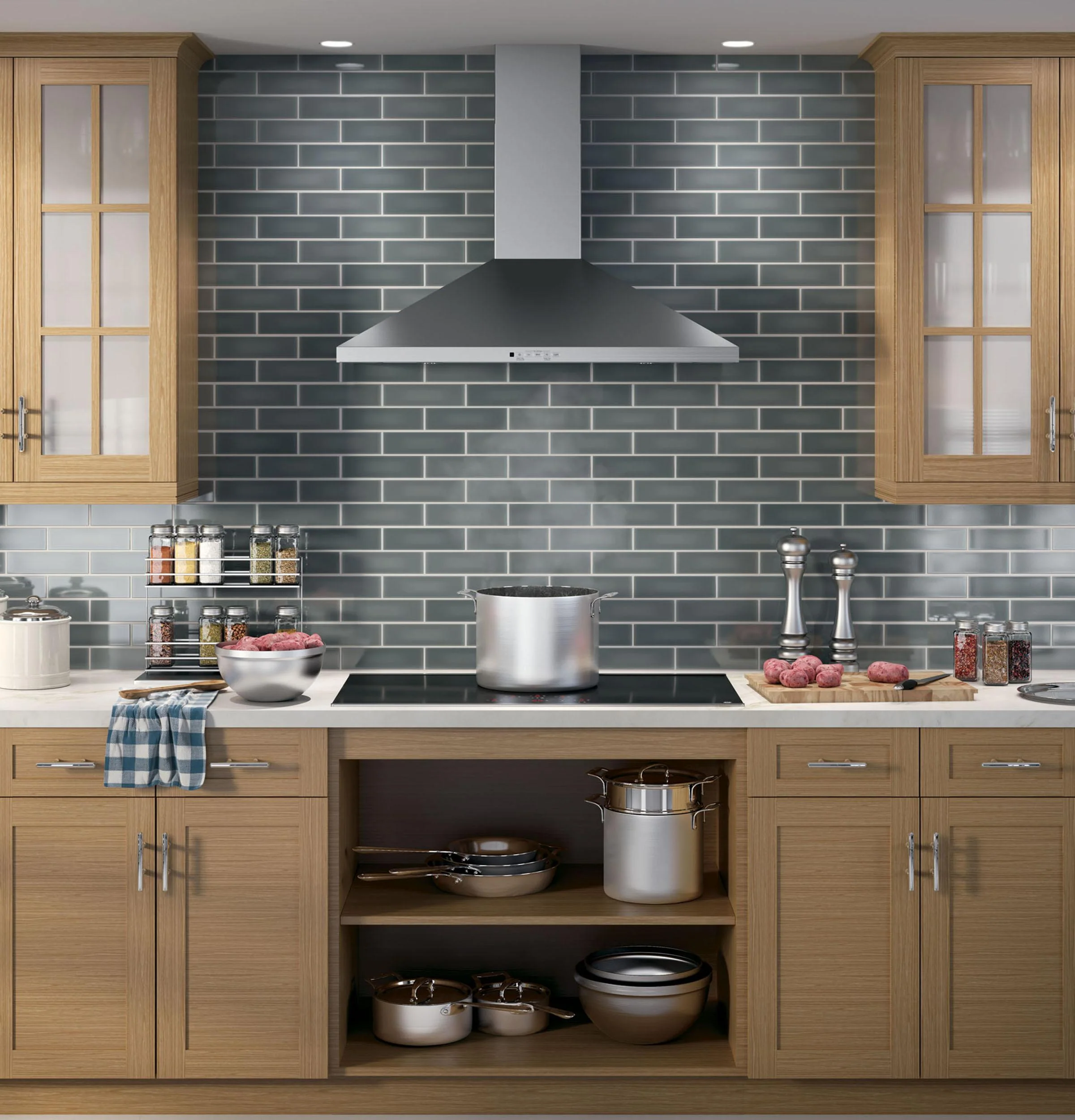 JVW5361SJSS GE® 36" Wall-Mount Pyramid Chimney Hood - Image 2