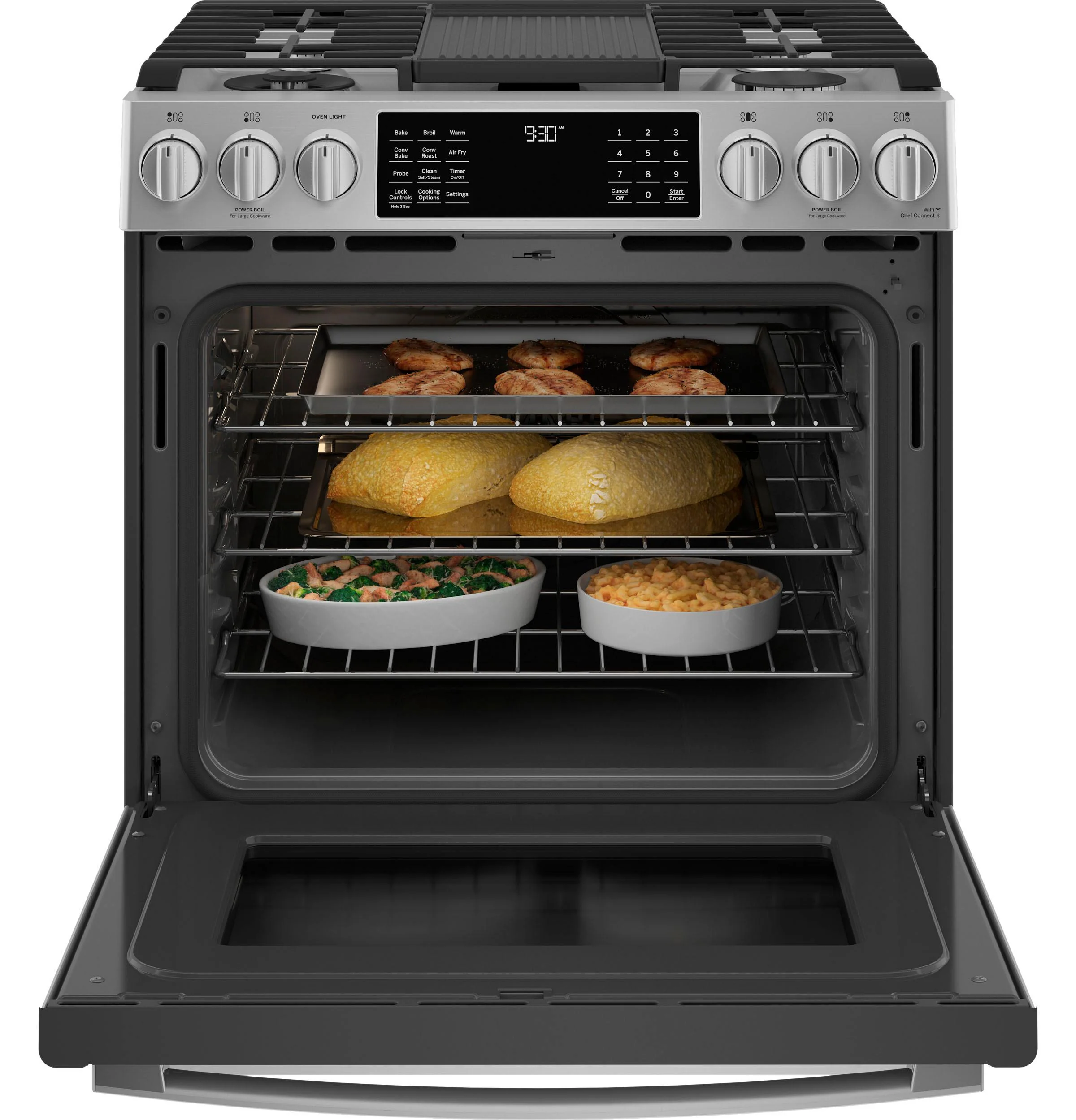 P2S930YPFS GE Profile™ 30" Smart Dual Fuel Slide-In Front-Control Fingerprint Resistant Range - Image 3