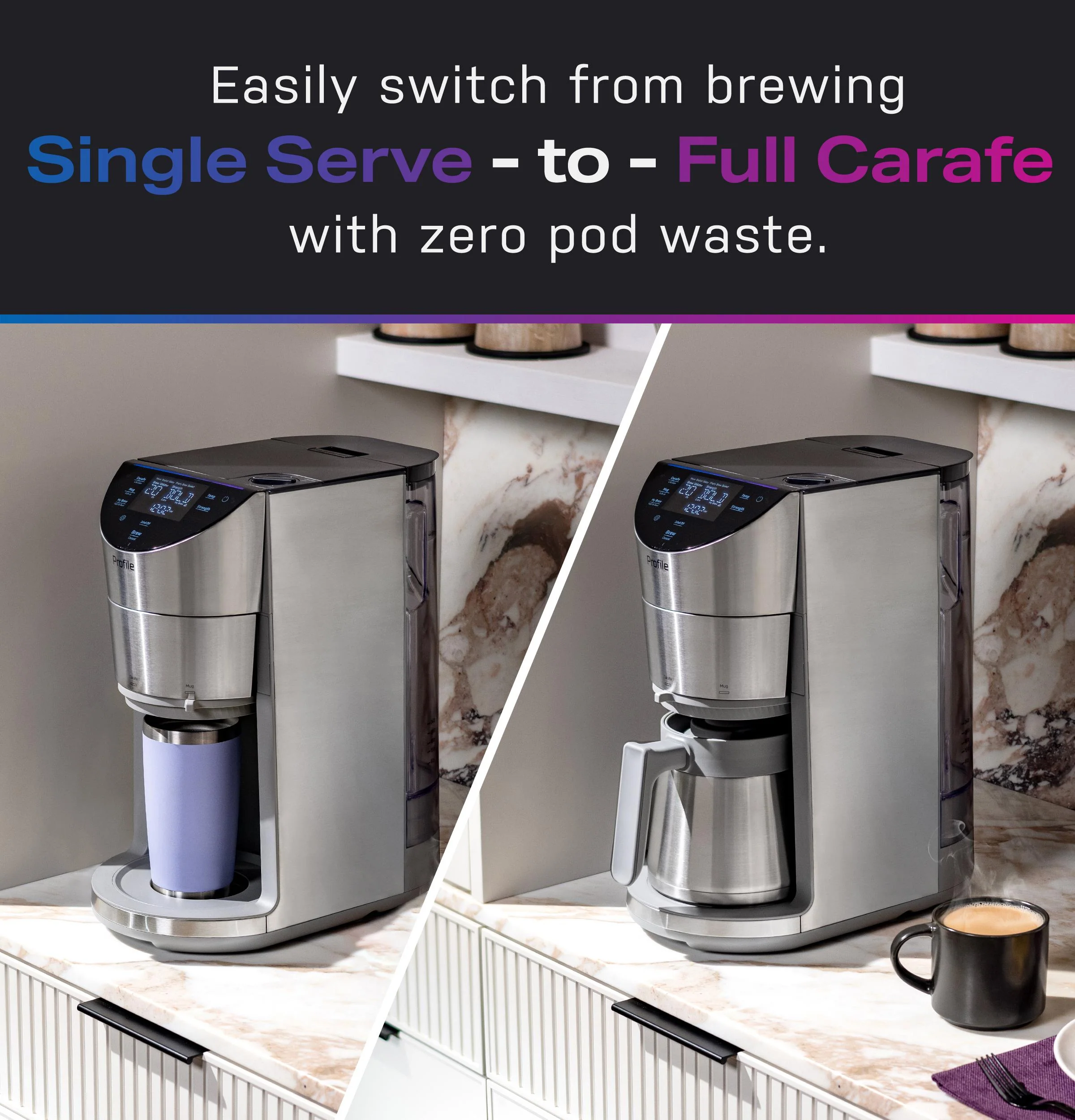 P7CGAAS6TBB GE Profile™ Smart Grind and Brew Coffee Maker with Podless Single Serve - Image 19