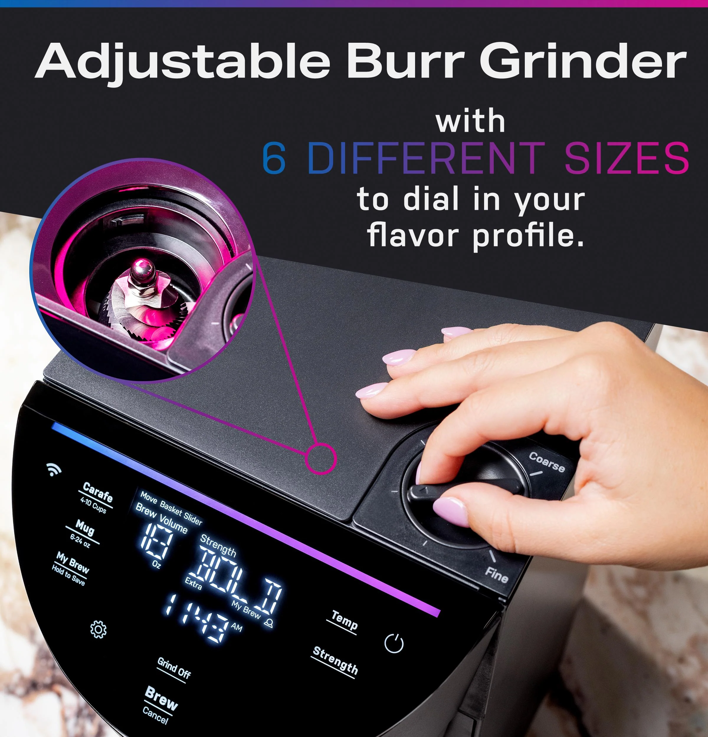 P7CGAAS6TBB GE Profile™ Smart Grind and Brew Coffee Maker with Podless Single Serve - Image 25