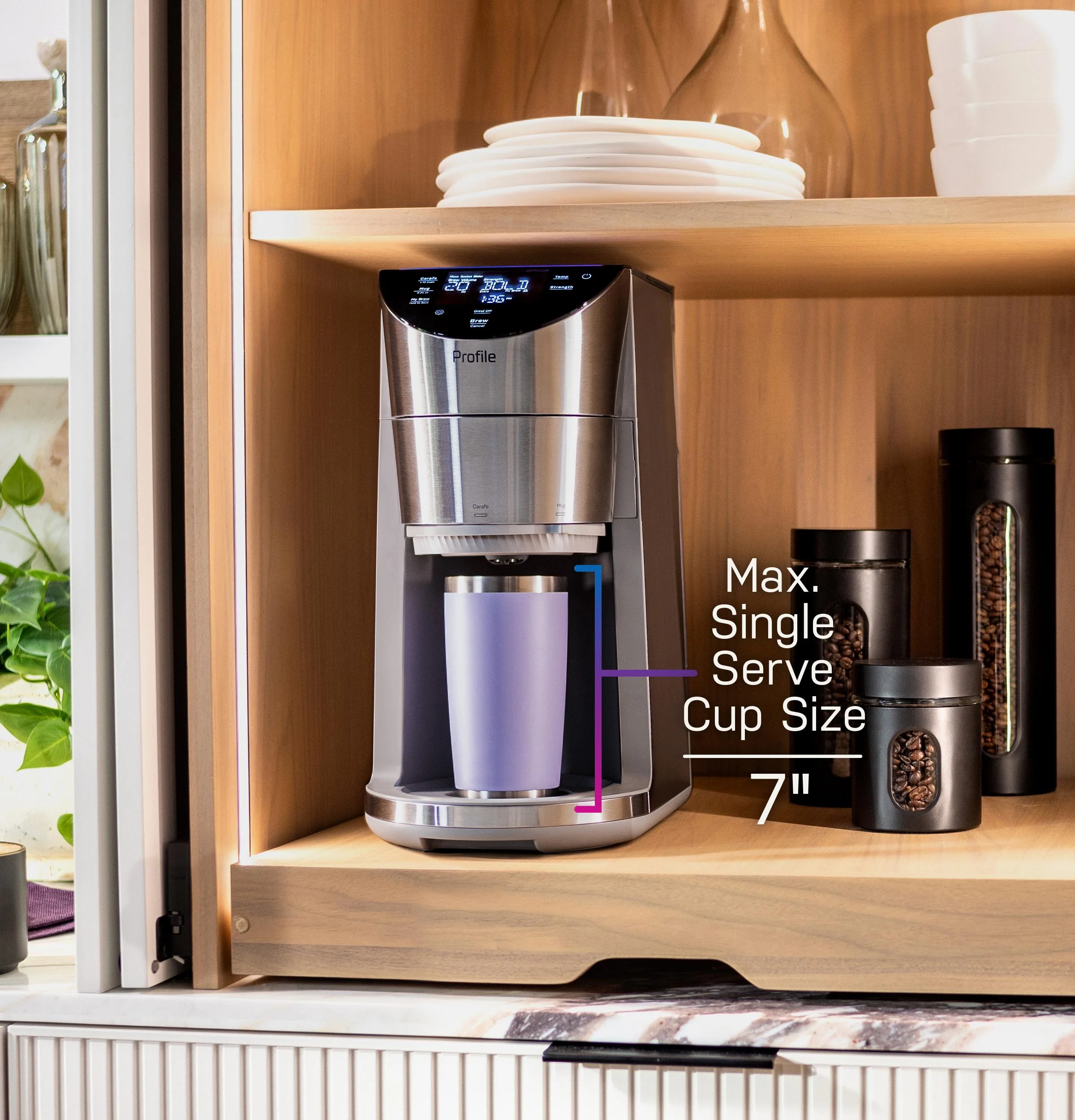 P7CGAAS6TBB GE Profile™ Smart Grind and Brew Coffee Maker with Podless Single Serve - Image 28