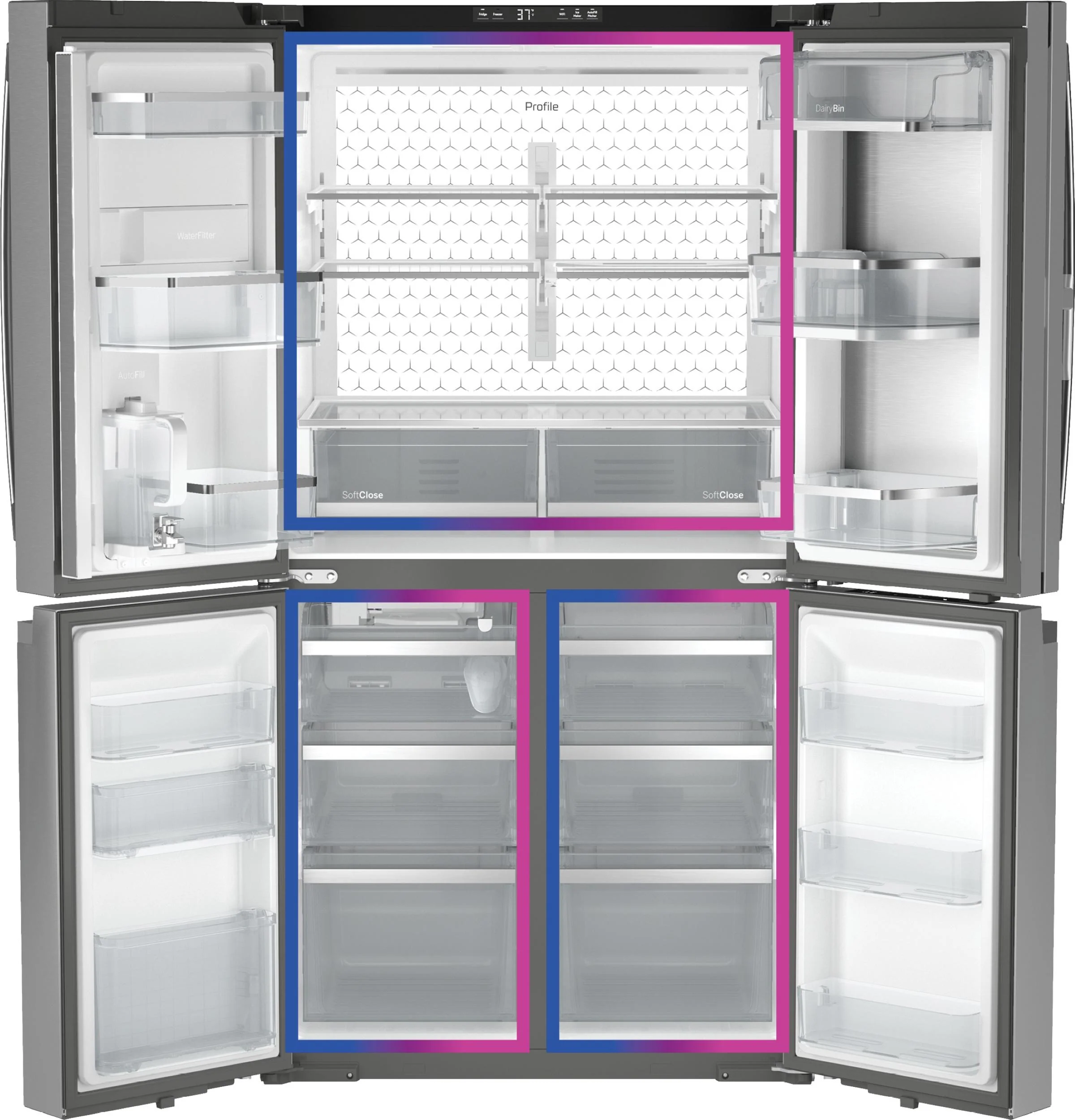 PAE28BYTFS GE Profile™ ENERGY STAR® 28.3 Cu. Ft. Quad-Door Refrigerator with Dual-Dispense AutoFill Pitcher - Image 35