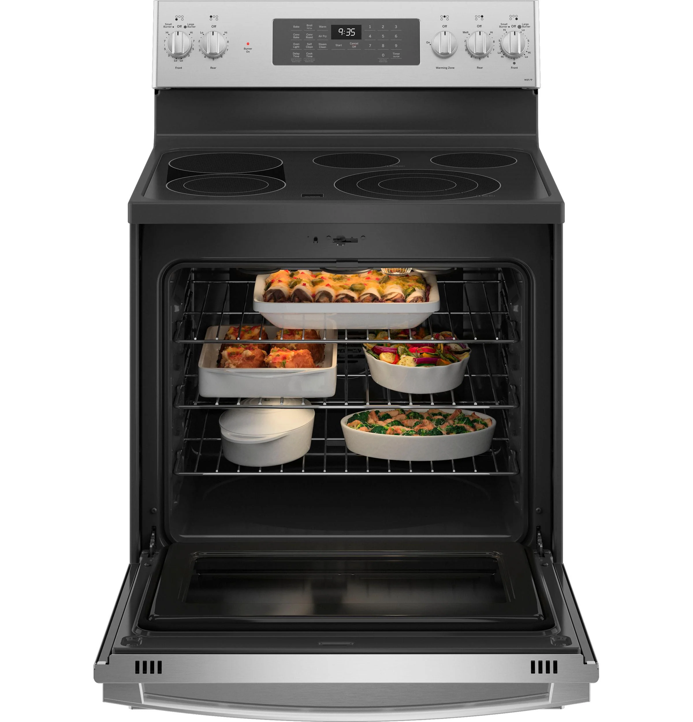 GE Profile™ 30" Smart Free-Standing Electric Convection Fingerprint Resistant Range with No Preheat Air Fry - Image 3