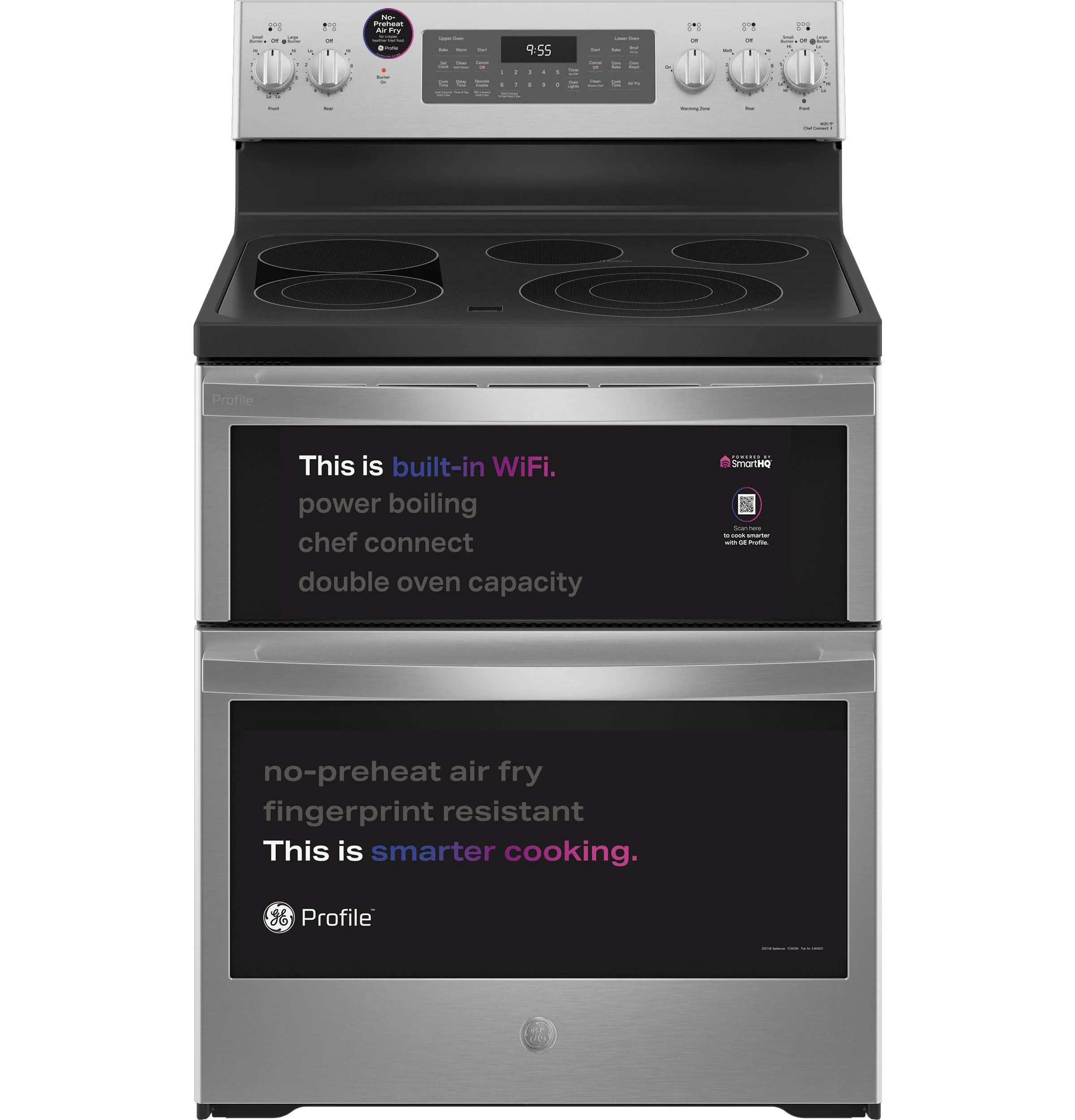 PB965YPFS GE Profile™ 30" Smart Free-Standing Electric Double Oven Convection Range with No Preheat Air Fry - Image 8