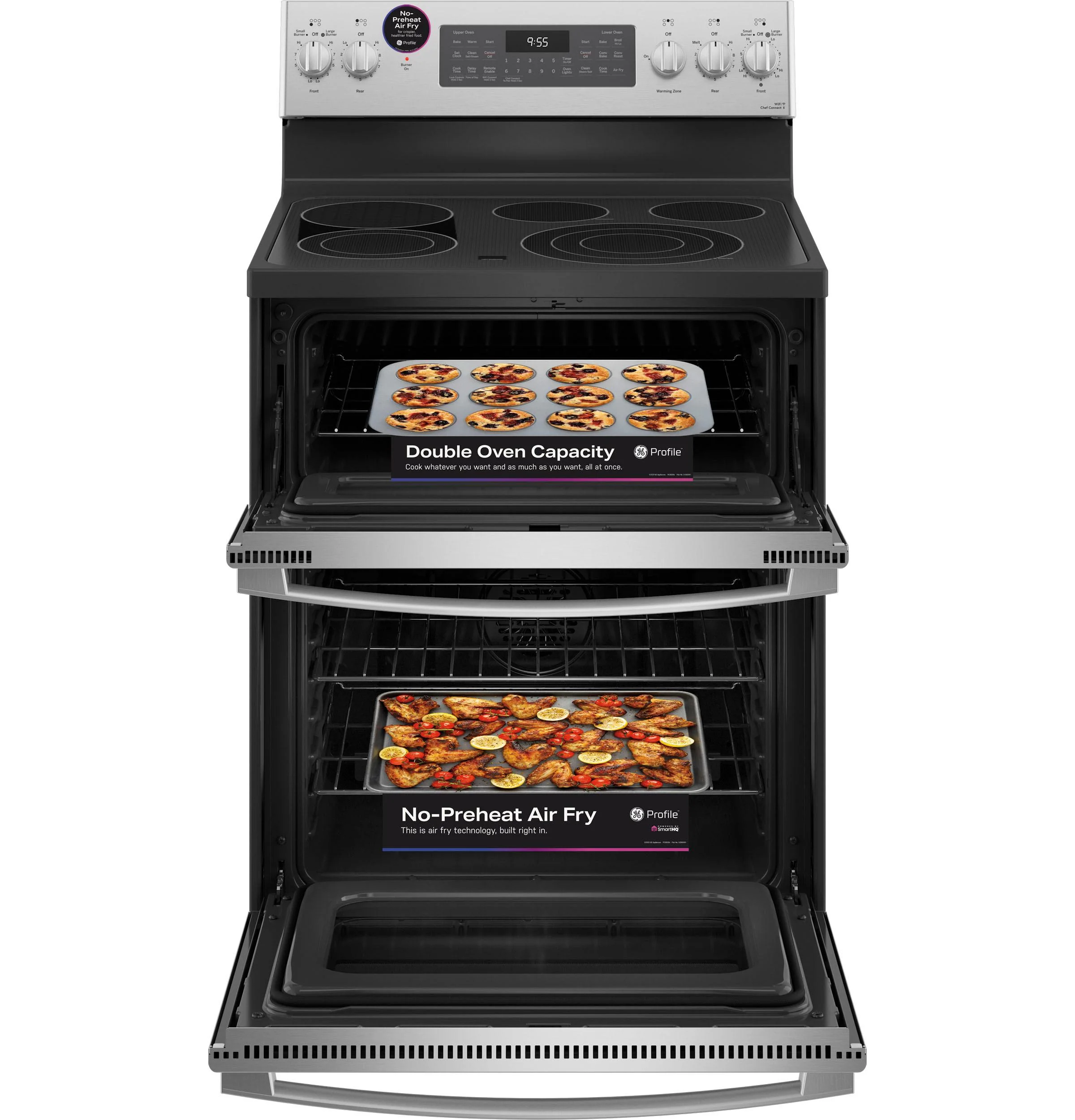 PB965YPFS GE Profile™ 30" Smart Free-Standing Electric Double Oven Convection Range with No Preheat Air Fry - Image 9