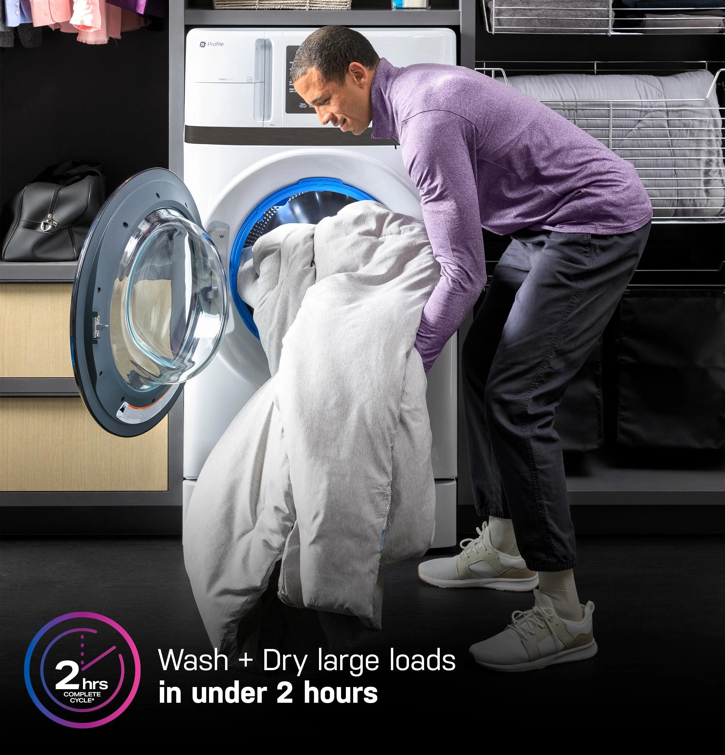 PFQ83HSSWWW GE Profile™ ENERGY STAR® 4.6 cu. ft. Capacity UltraFast Combo with Ventless Inverter Heat Pump Technology Washer/Dryer - Image 15