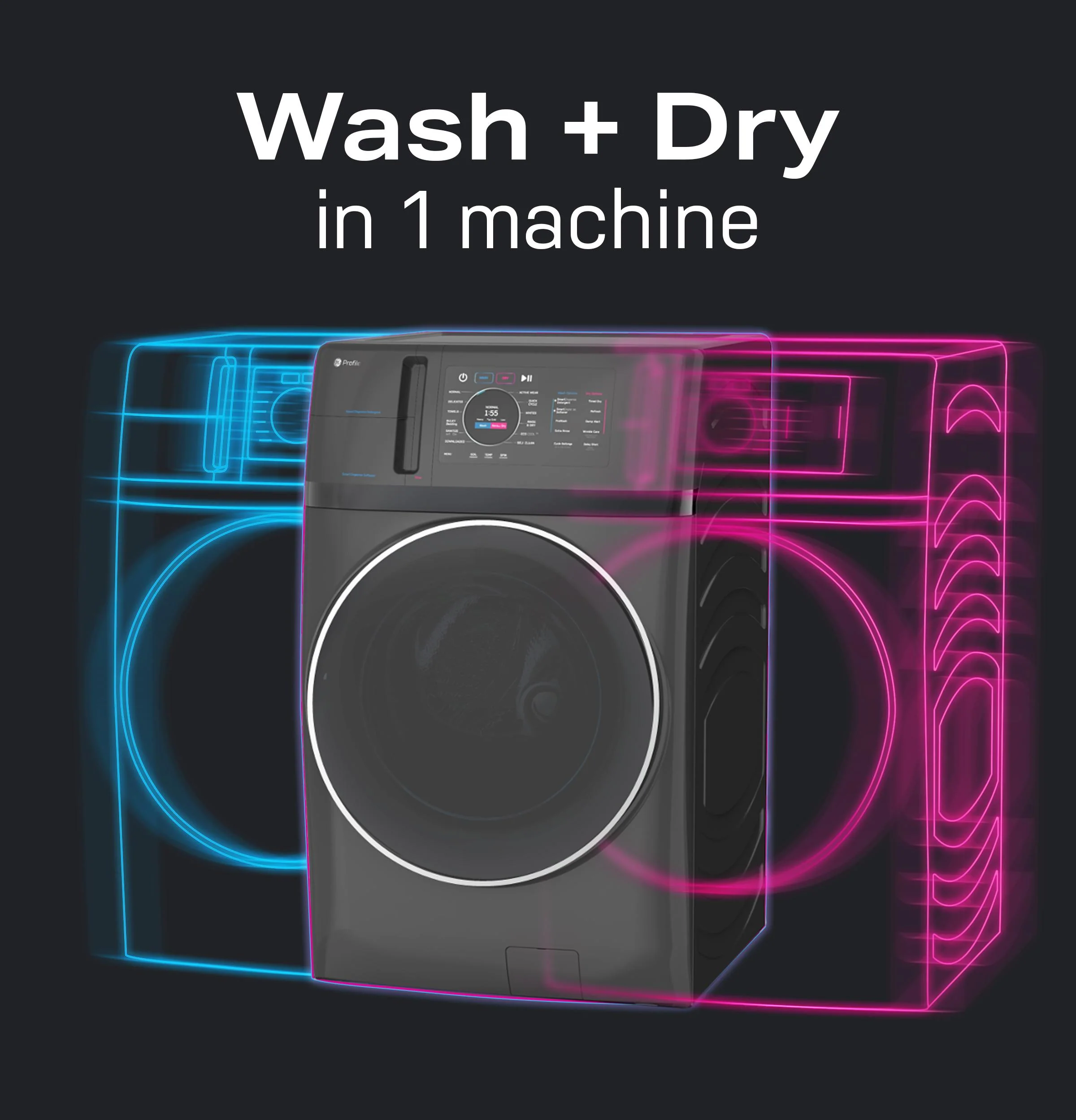 PFQ97HSPVDS GE Profile ENERGY STAR 4.8 cu. ft. Capacity UltraFast Combo with Ventless Inverter Heat Pump Technology Washer/Dryer - Image 11