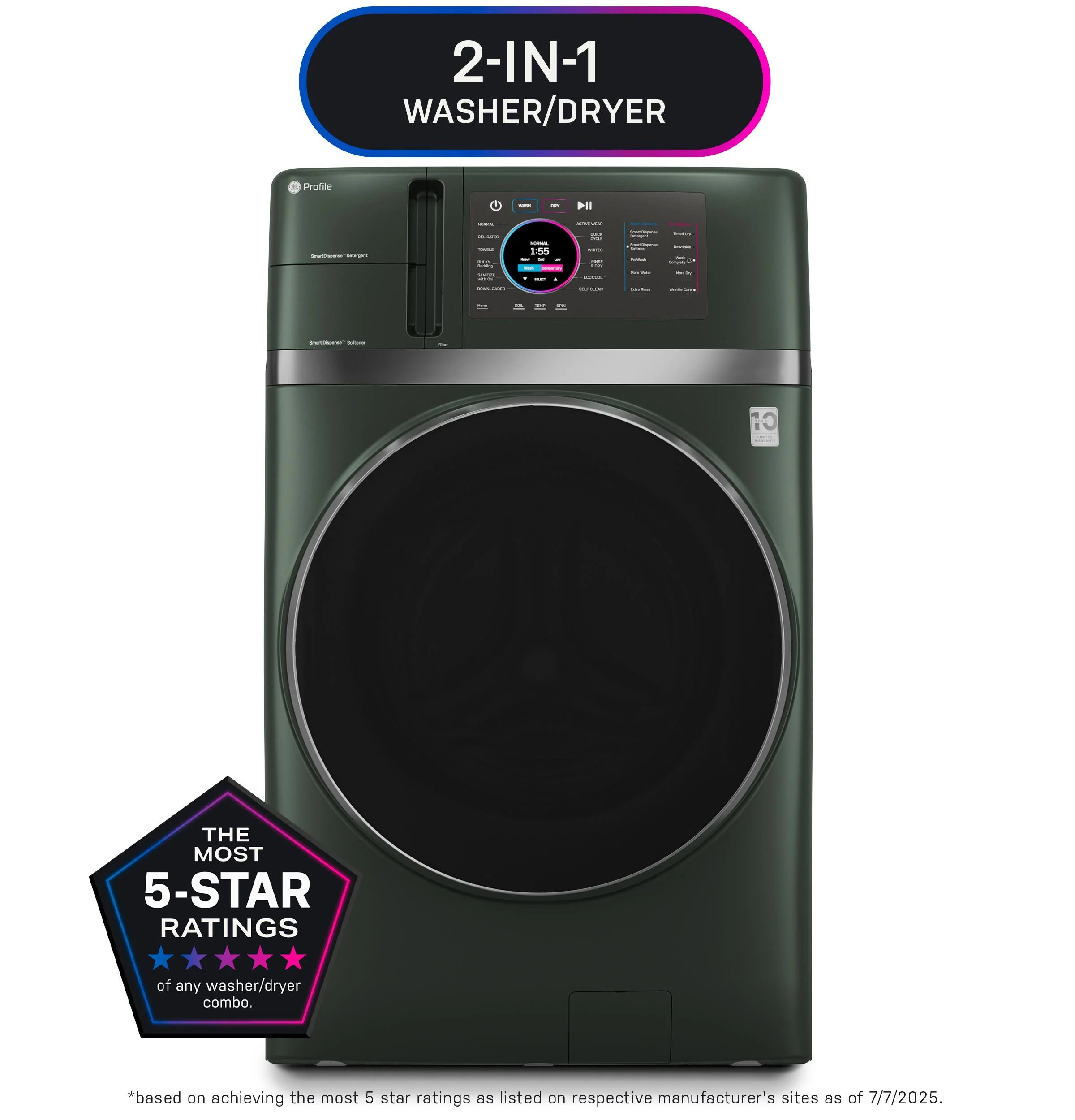 PFQ97HSPVGN GE Profile™ ENERGY STAR® 4.8 cu. ft. Capacity UltraFast Combo with Ventless Inverter Heat Pump Technology Washer/Dryer - Image 22
