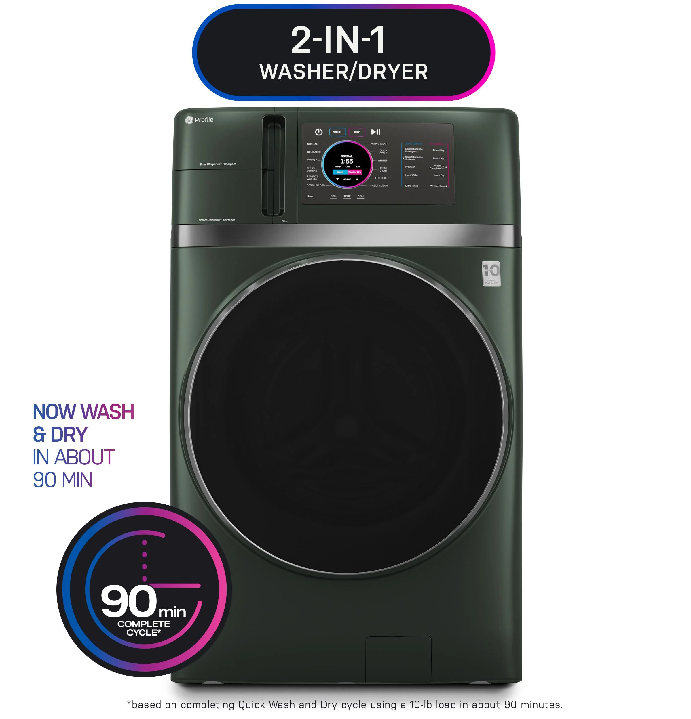 PFQ97HSPVGN GE Profile™ ENERGY STAR® 4.8 cu. ft. Capacity UltraFast Combo with Ventless Inverter Heat Pump Technology Washer/Dryer - Image 25