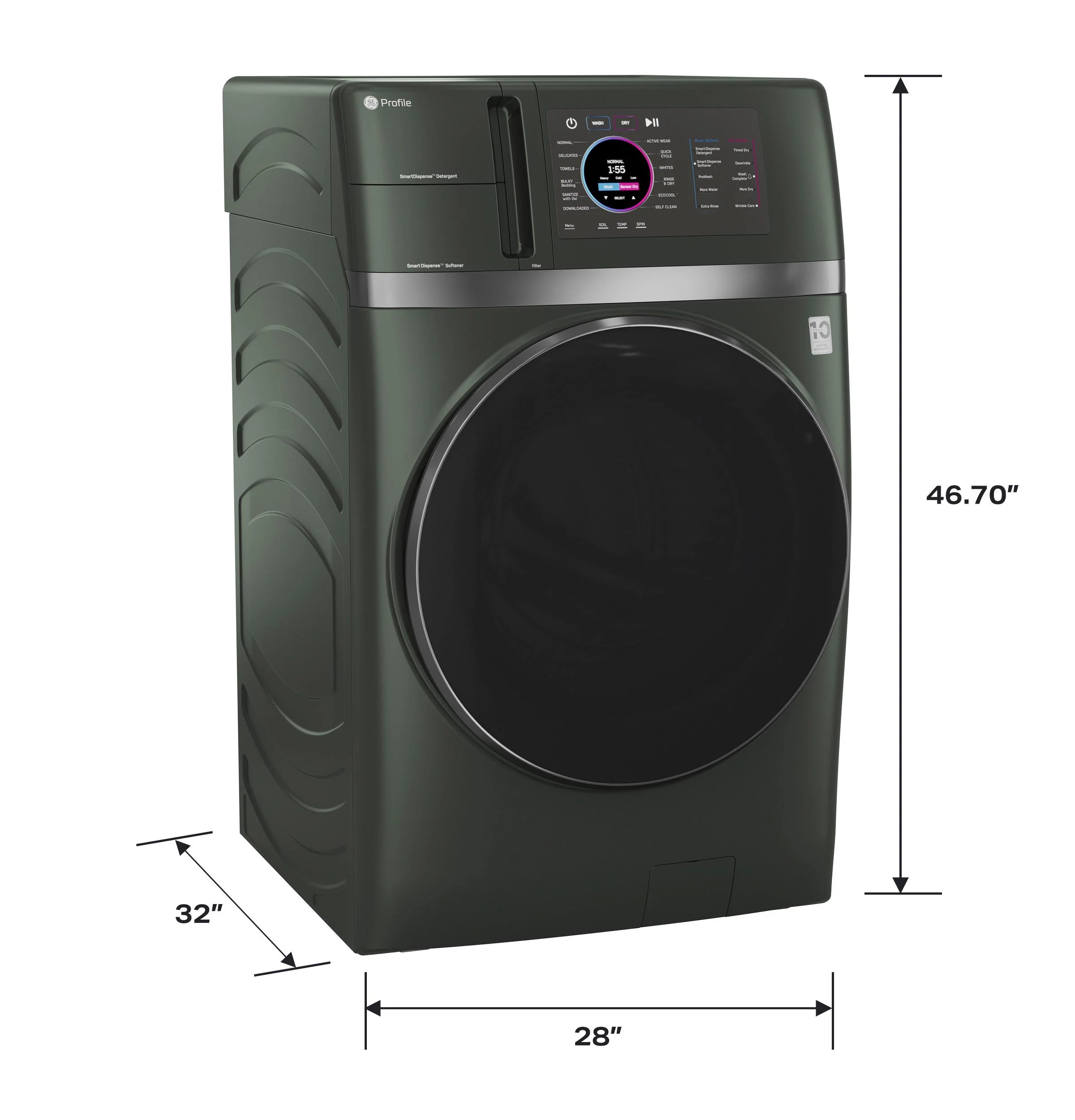 PFQ97HSPVGN GE Profile™ ENERGY STAR® 4.8 cu. ft. Capacity UltraFast Combo with Ventless Inverter Heat Pump Technology Washer/Dryer - Image 8