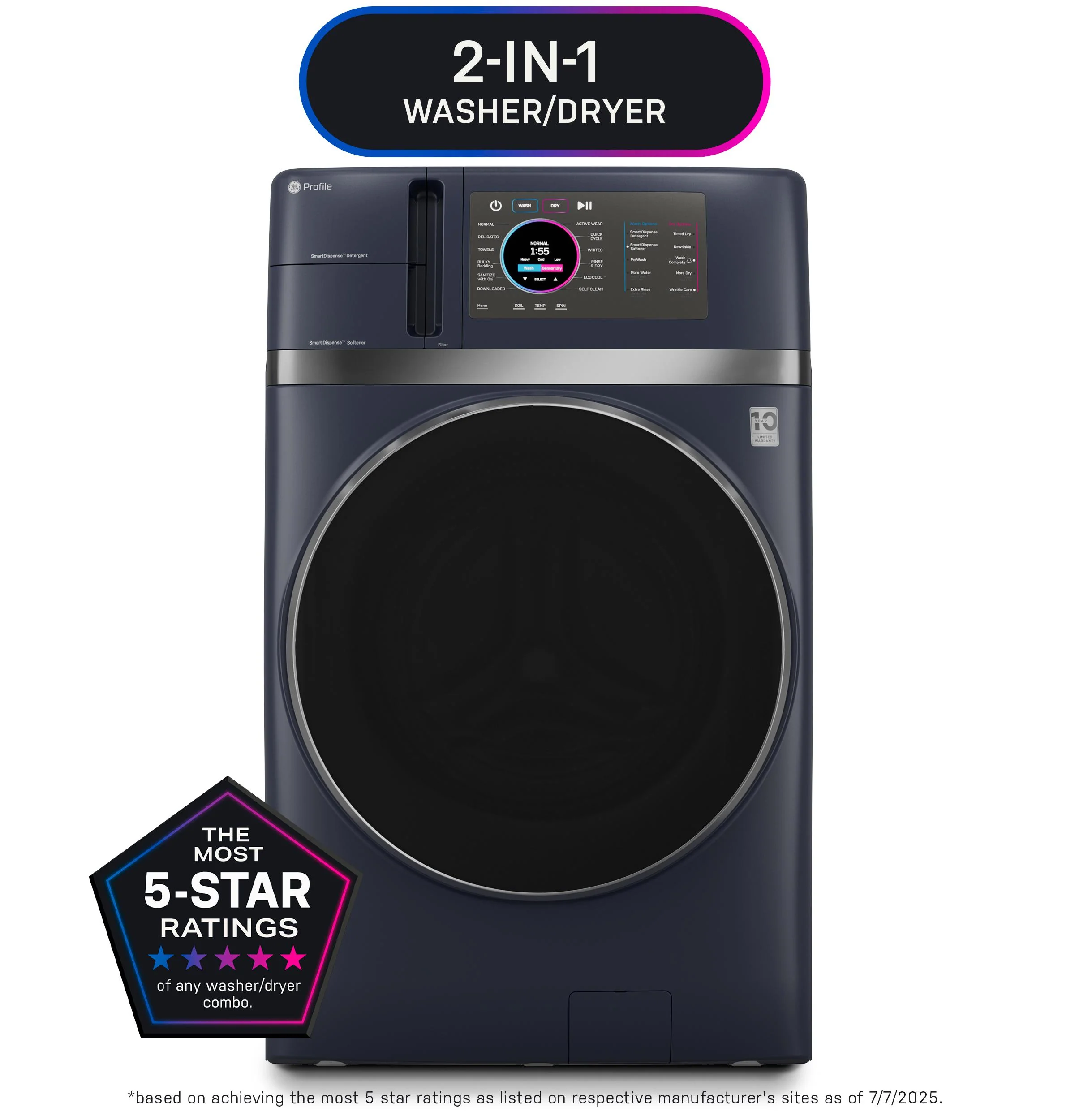 PFQ97HSPVRS GE Profile™ ENERGY STAR® 4.8 cu. ft. Capacity UltraFast Combo with Ventless Inverter Heat Pump Technology Washer/Dryer - Image 22