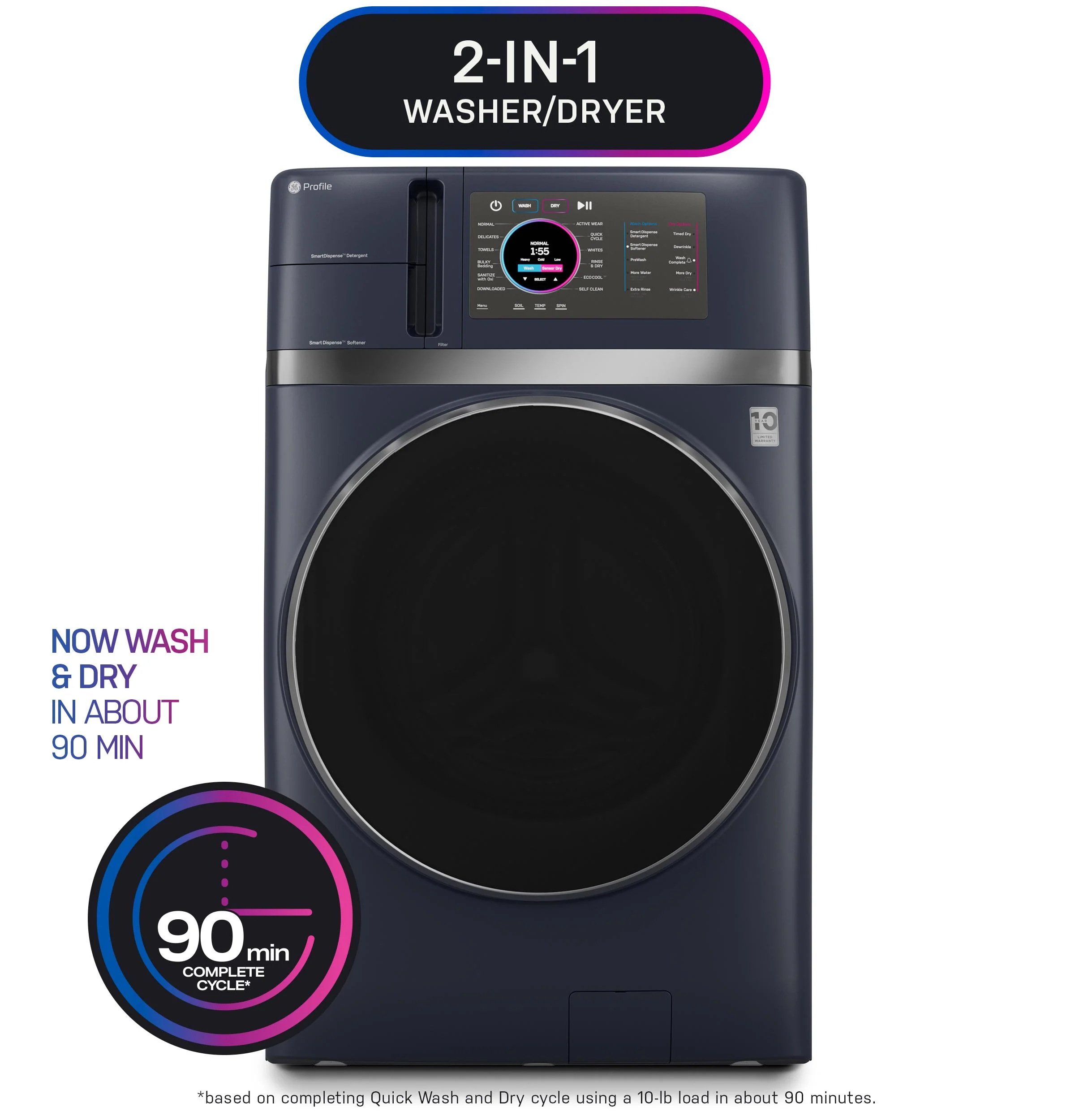 PFQ97HSPVRS GE Profile™ ENERGY STAR® 4.8 cu. ft. Capacity UltraFast Combo with Ventless Inverter Heat Pump Technology Washer/Dryer - Image 25