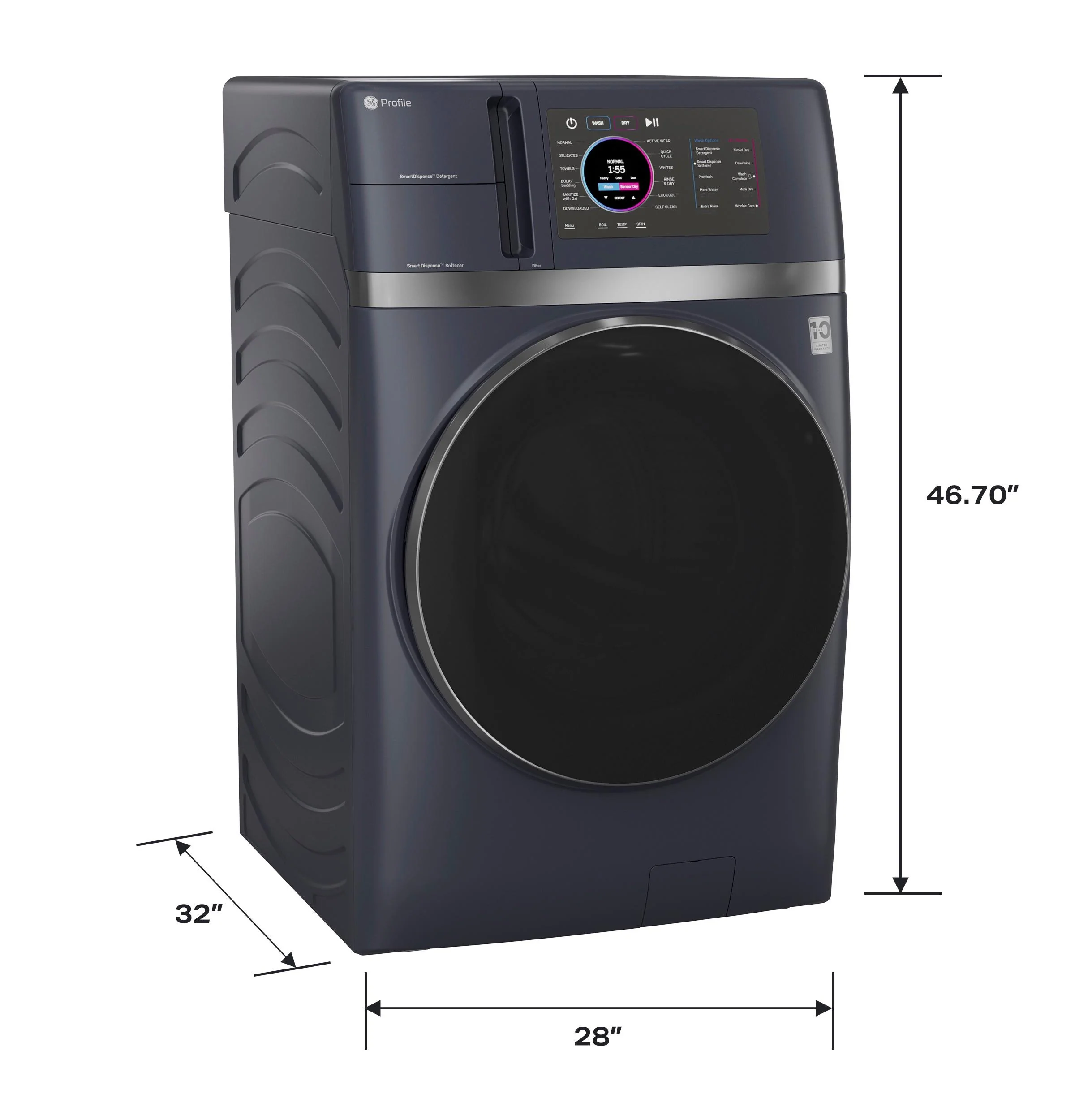 PFQ97HSPVRS GE Profile™ ENERGY STAR® 4.8 cu. ft. Capacity UltraFast Combo with Ventless Inverter Heat Pump Technology Washer/Dryer - Image 8