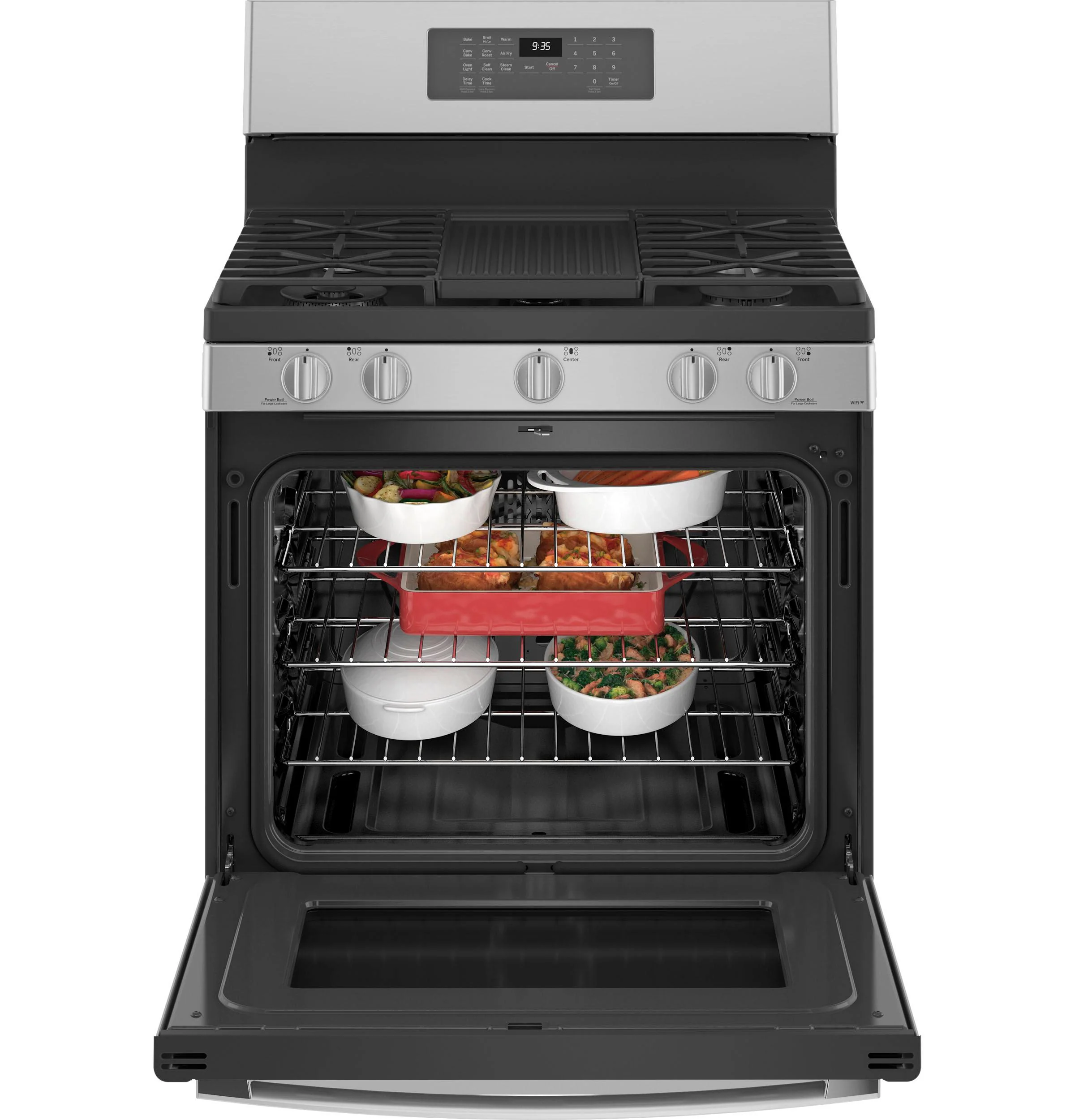 PGB935YPFS GE Profile™ Smart 30" Free-Standing Self Clean Gas Fingerprint Resistant Range with No Preheat Air Fry - Image 3