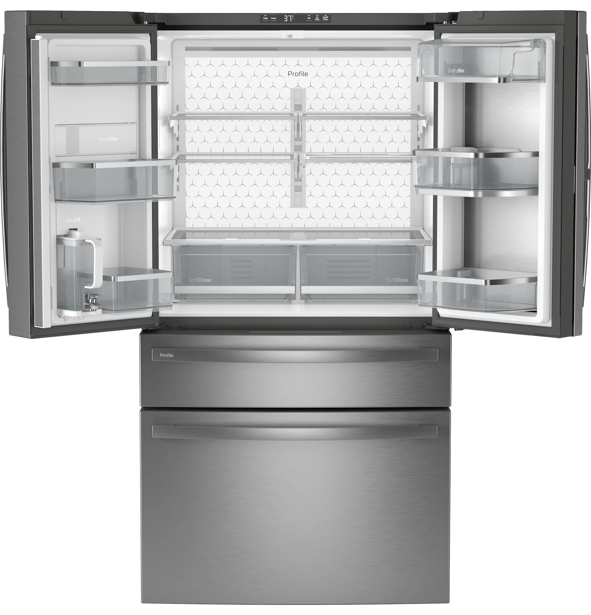 PGD29BYTFS GE Profile™ ENERGY STAR® 29 Cu. Ft. Smart Fingerprint Resistant 4-Door French-Door Refrigerator with Door In Door - Image 2