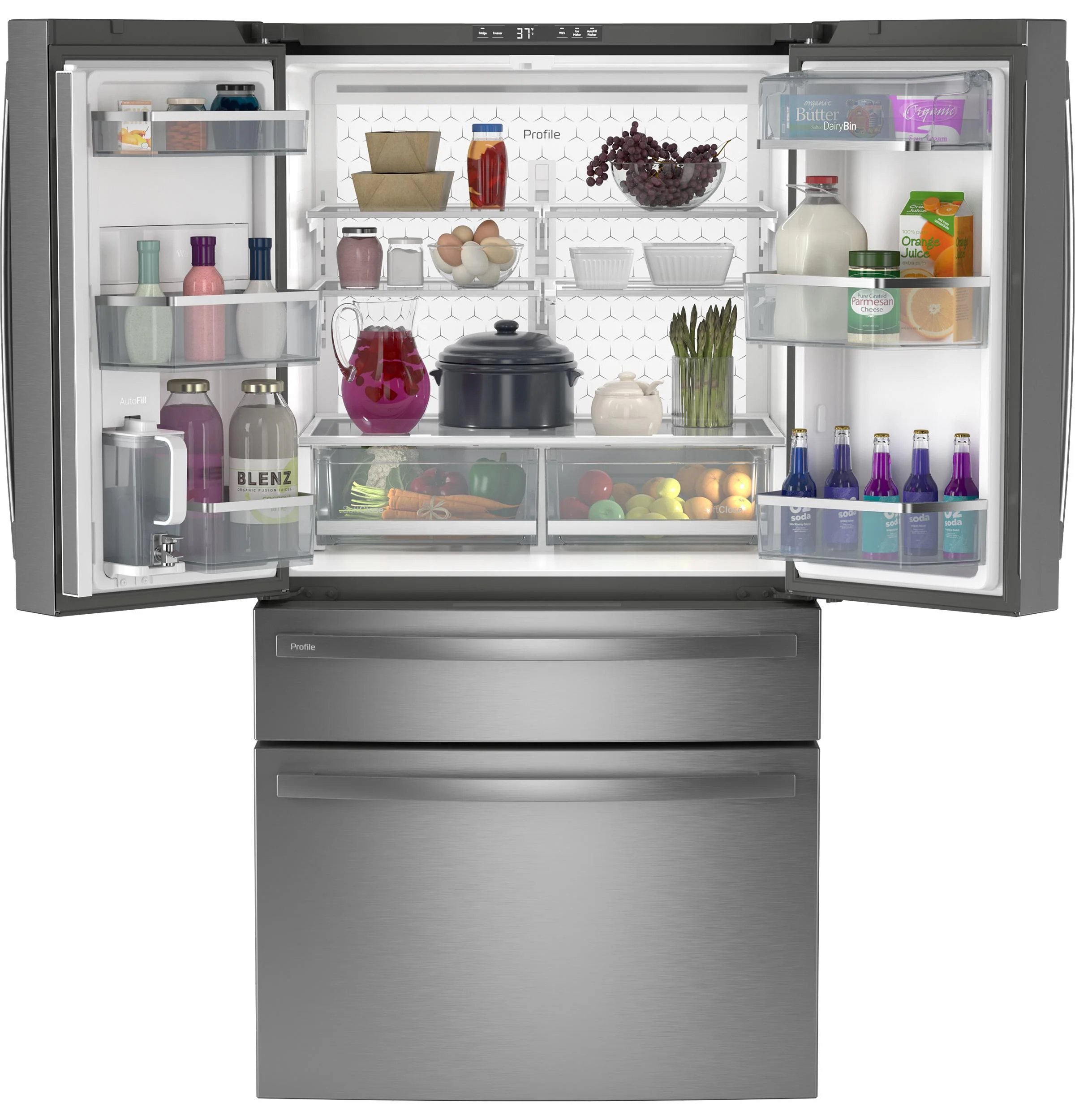 PGE29BYTFS GE Profile™ ENERGY STAR® 28.7 Cu. Ft. Smart Fingerprint Resistant 4-Door French-Door Refrigerator With Dual-Dispense AutoFill Pitcher - Image 4