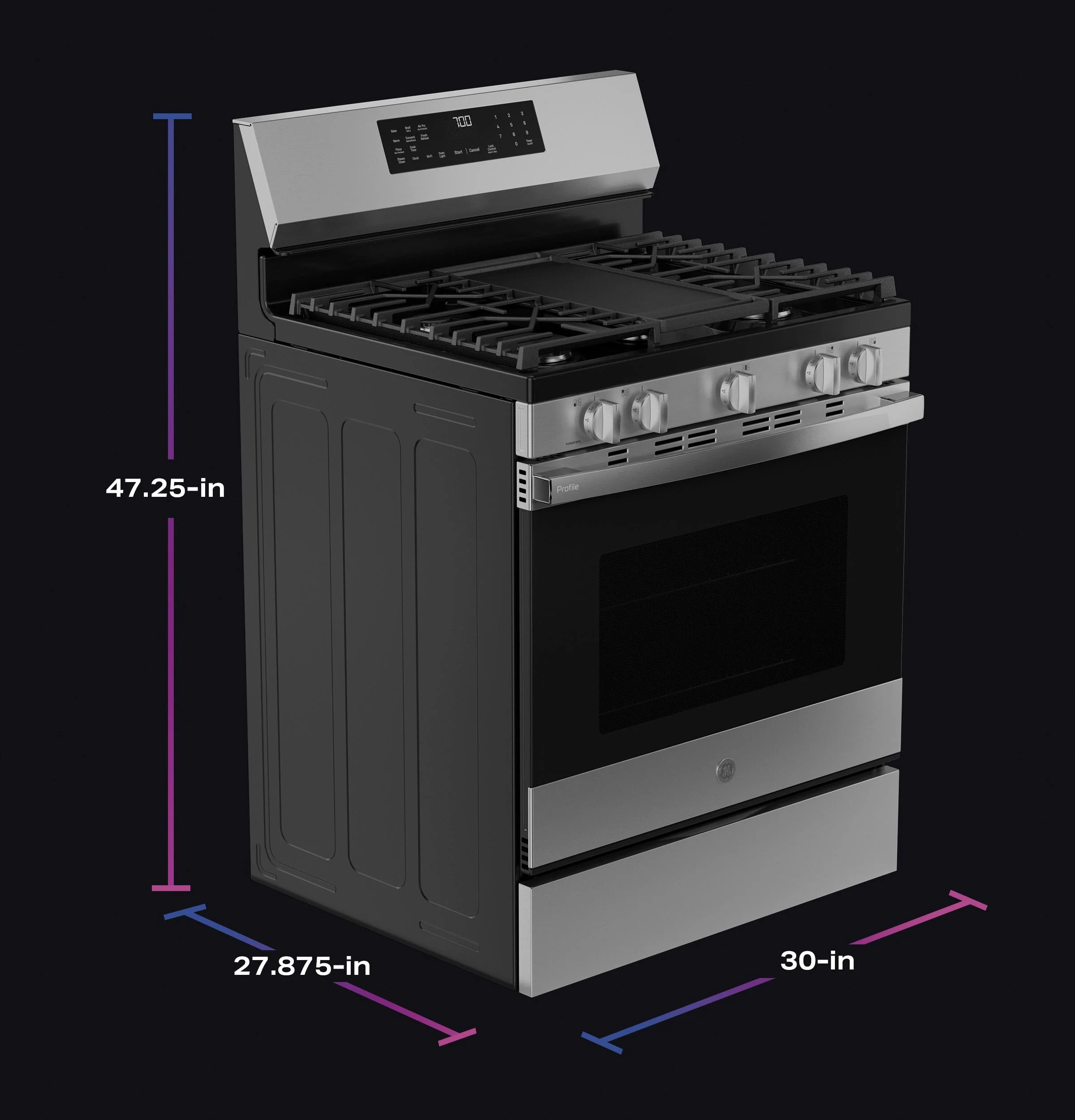 PGF700AYFS GE Profile™ 30" Smart Free-Standing Gas Convection Range with No Preheat Air Fry and EasyWash™ Oven Tray - Image 26