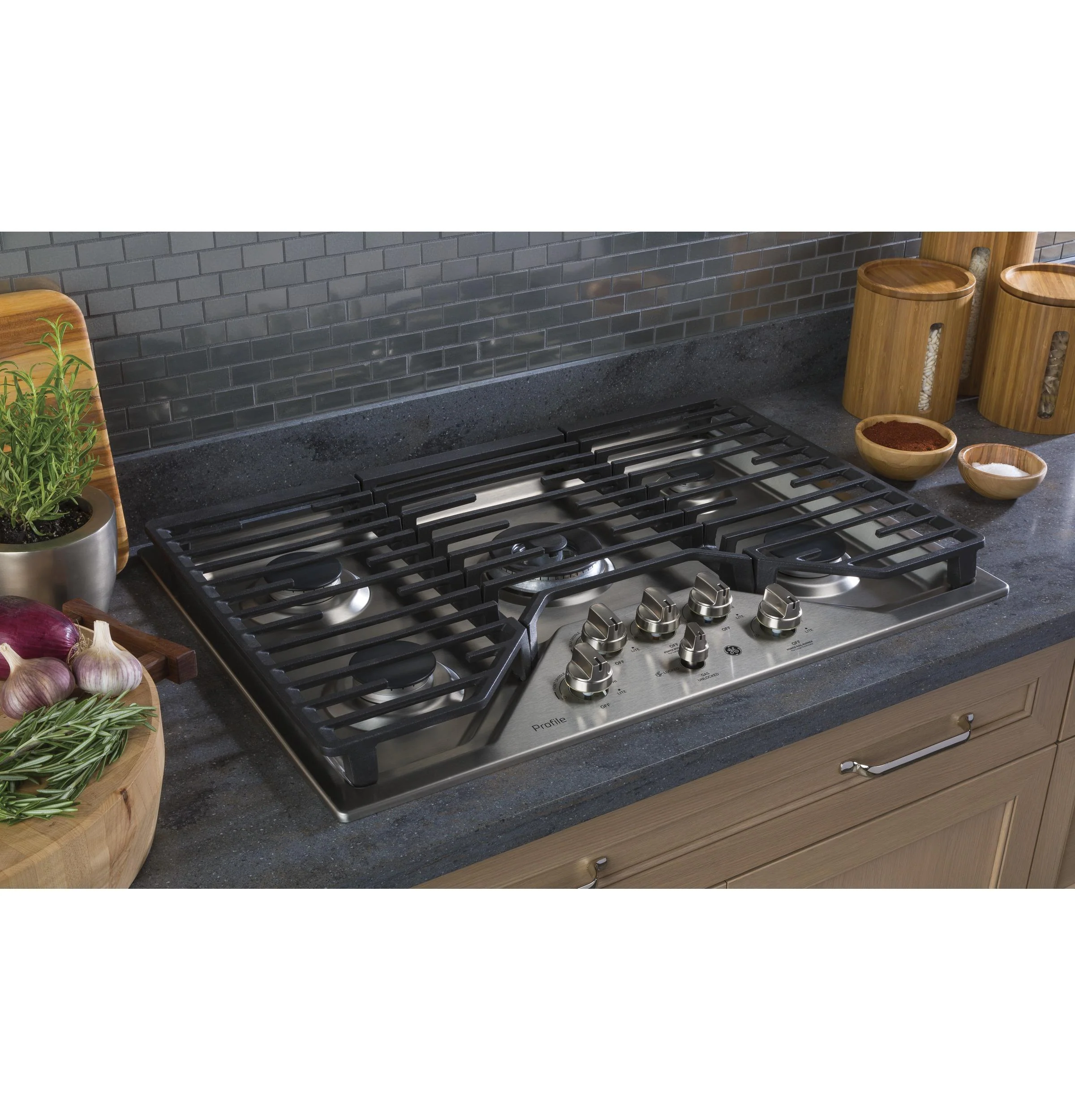 PGP9030SLSS GE Profile™ 30" Built-In Tri-Ring Gas Cooktop with 5 Burners and Included Extra-Large Integrated Griddle - Image 6