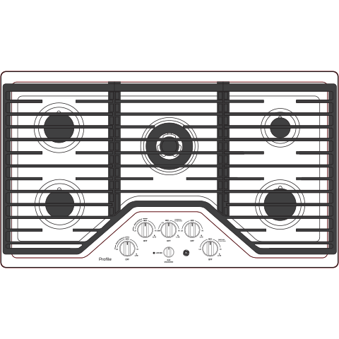 PGP9036SLSS GE Profile™ 36" Built-In Tri-Ring Gas Cooktop with 5 Burners and Included Extra-Large Integrated Griddle - Image 12