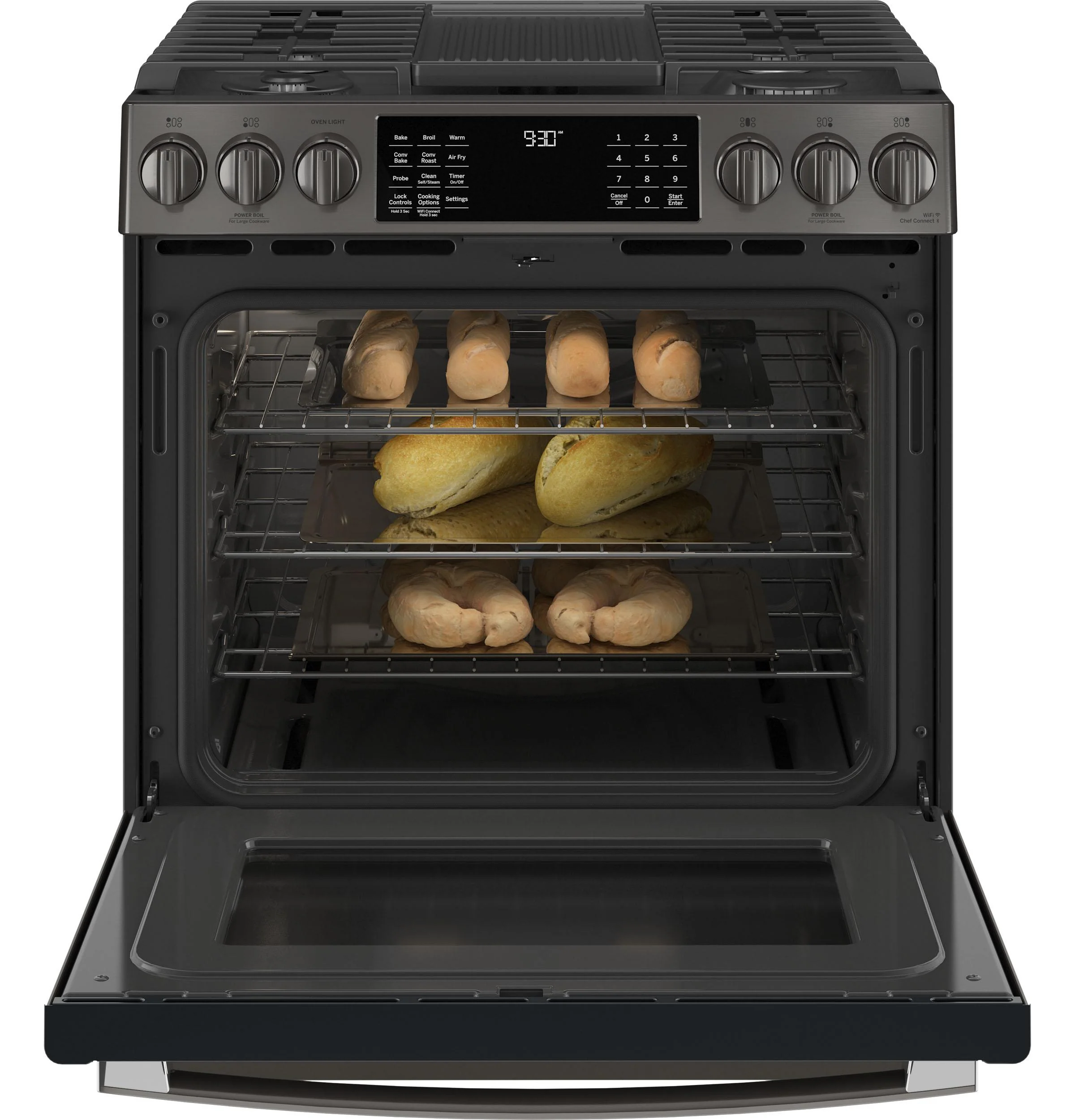 PGS930BPTS GE Profile™ 30" Smart Slide-In Front-Control Gas Range with No Preheat Air Fry - Image 3
