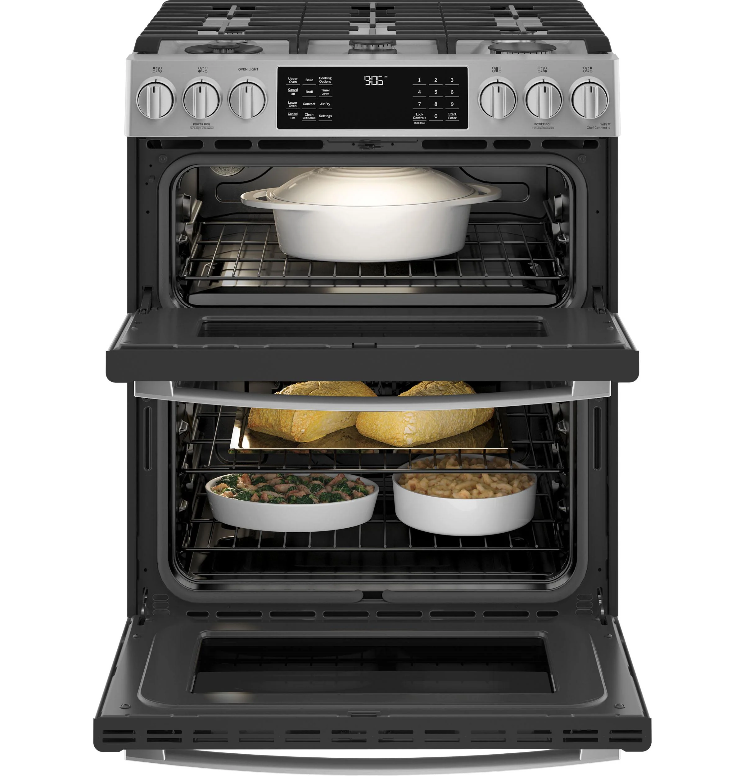 PGS960YPFS GE Profile™ 30" Smart Slide-In Front-Control Gas Double Oven Convection Fingerprint Resistant Range - Image 3
