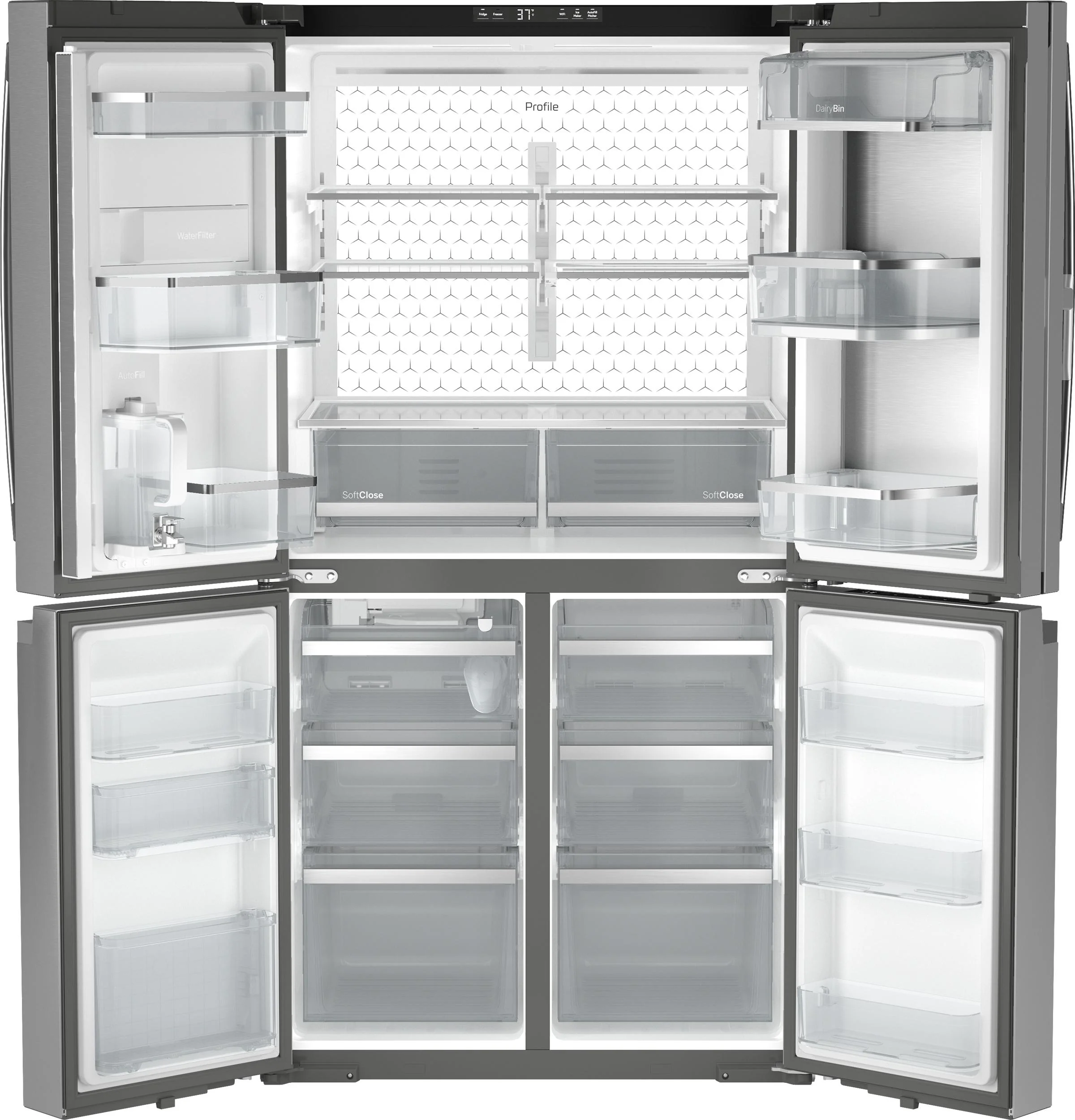 PHD23BYWFS GE Profile™ ENERGY STAR® 22.9 Cu. Ft. Counter-Depth Quad-Door Refrigerator with Dual-Dispense AutoFill Pitcher and Door in Door - Image 2